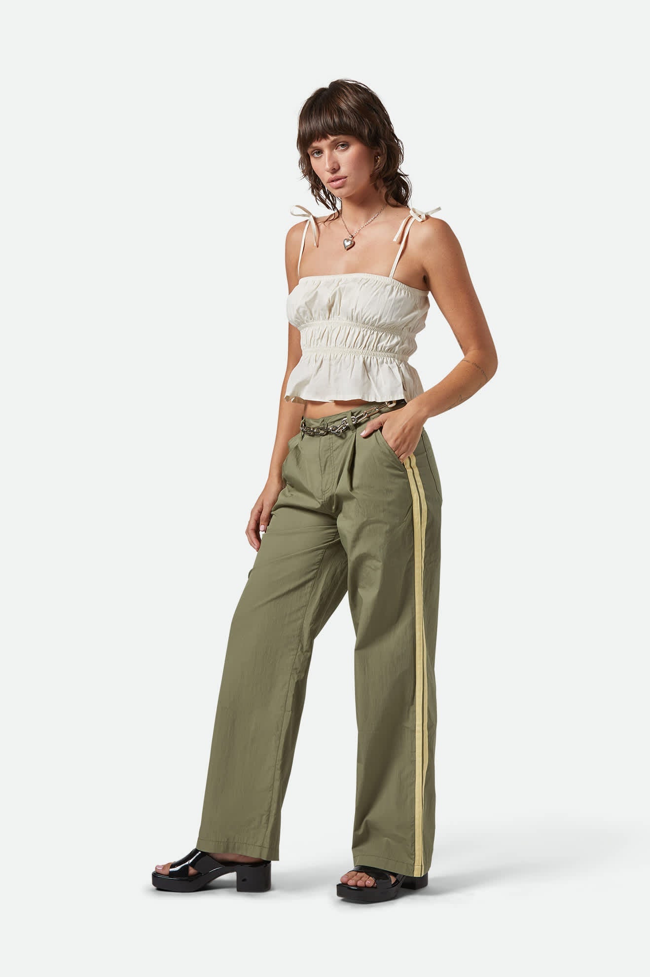BRIXTON THE JANE LW WIDE LEG PANT OLIVE SURPLUS 30