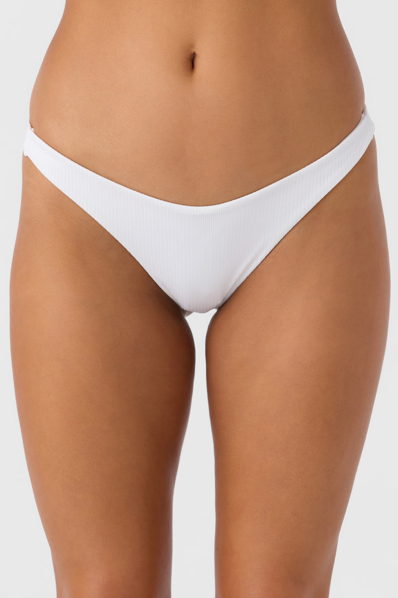 O'Neill Saltwater Solids Rib Hermosa Skimpy Bikini Bottom WHT M