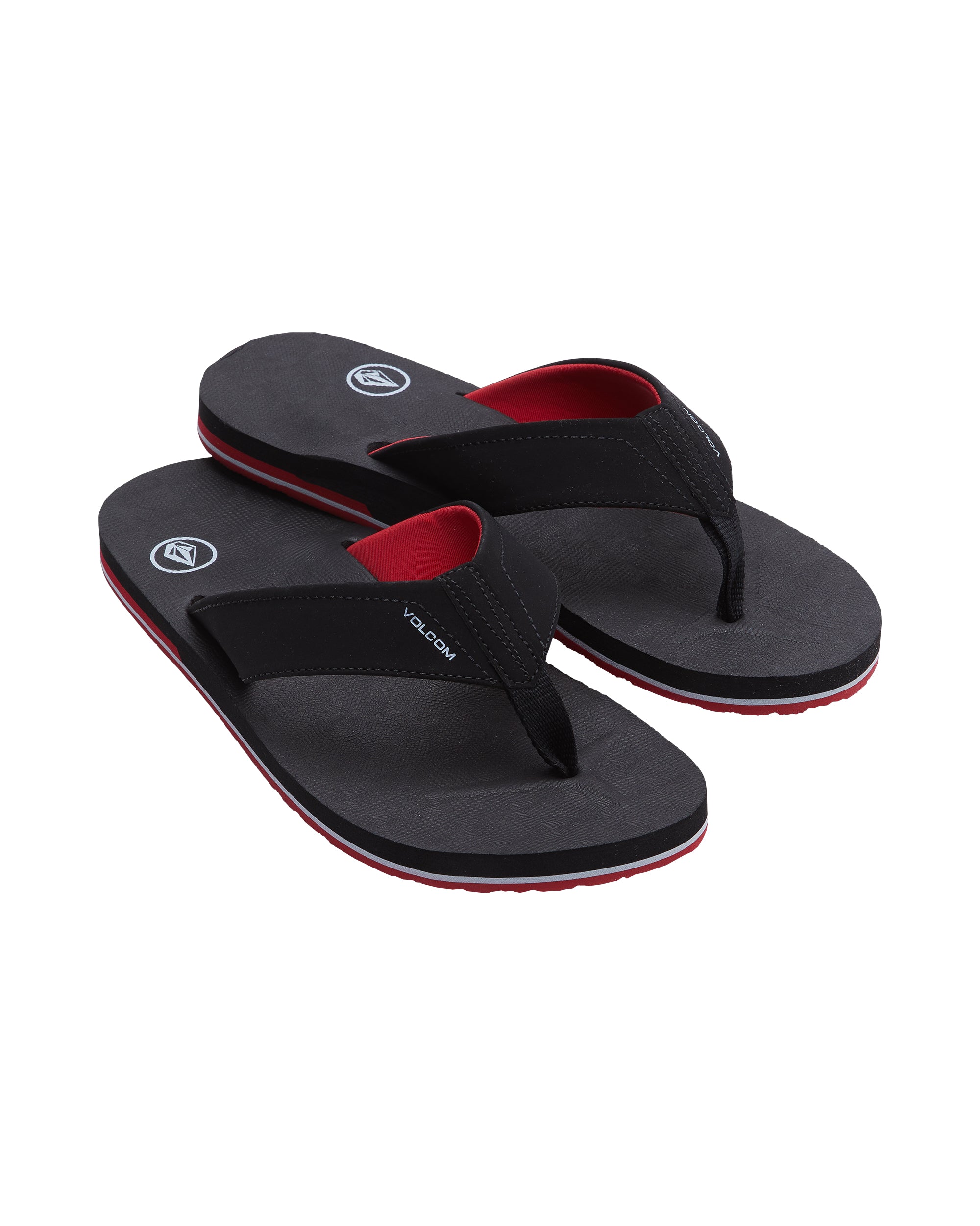 Volcom Victor Big Youth Boys Sandal BRD-Black-Red 2 Y