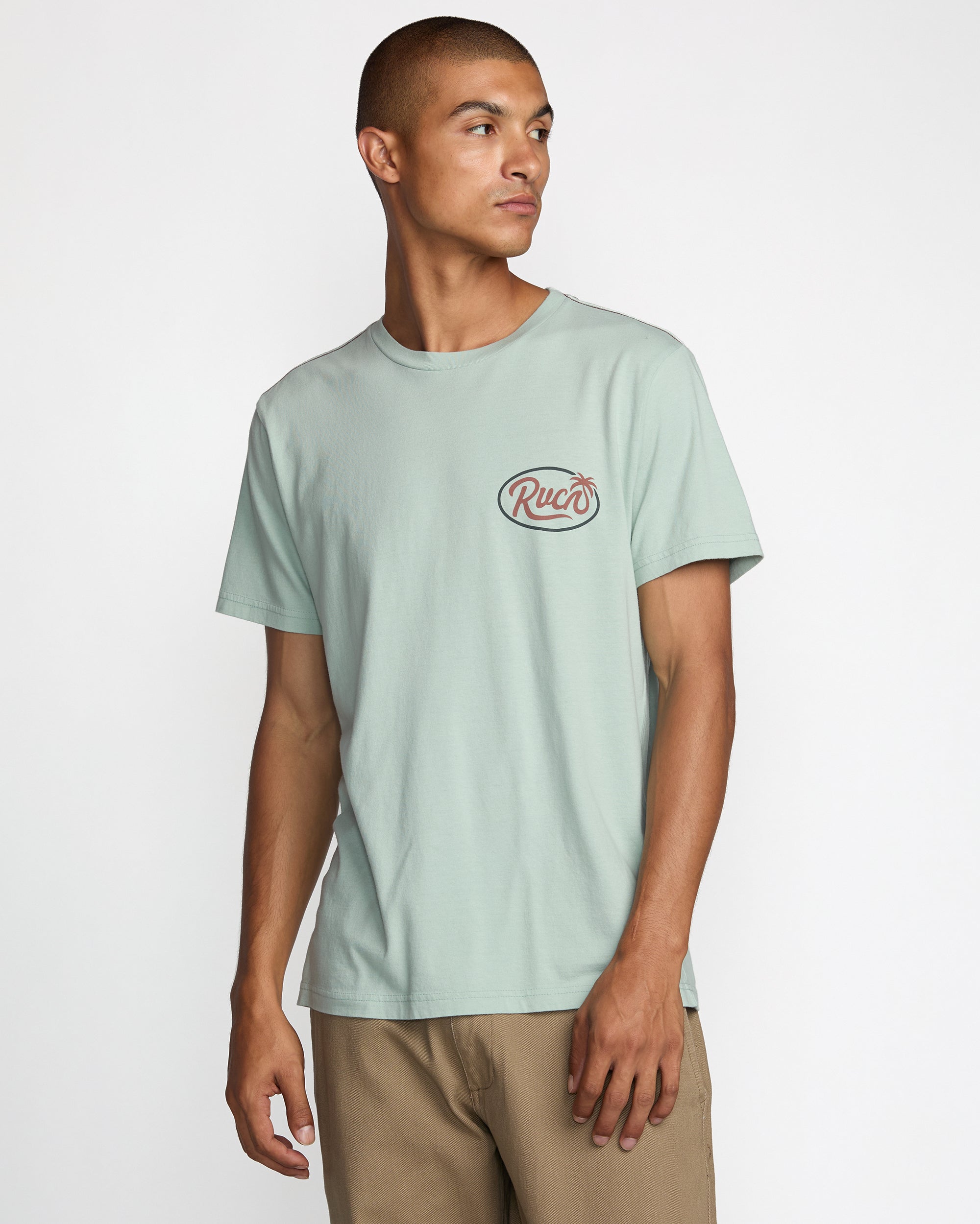RVCA FROND SCRIPT SS BN4-BLUE HAZE L