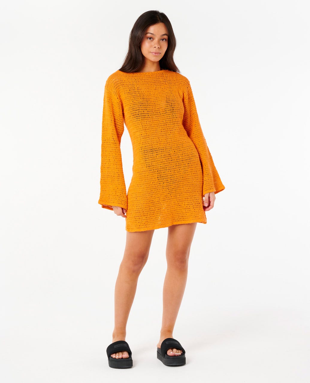 RIP CURL NEON ISLES L/S CROCHET DRESS 3473 XS