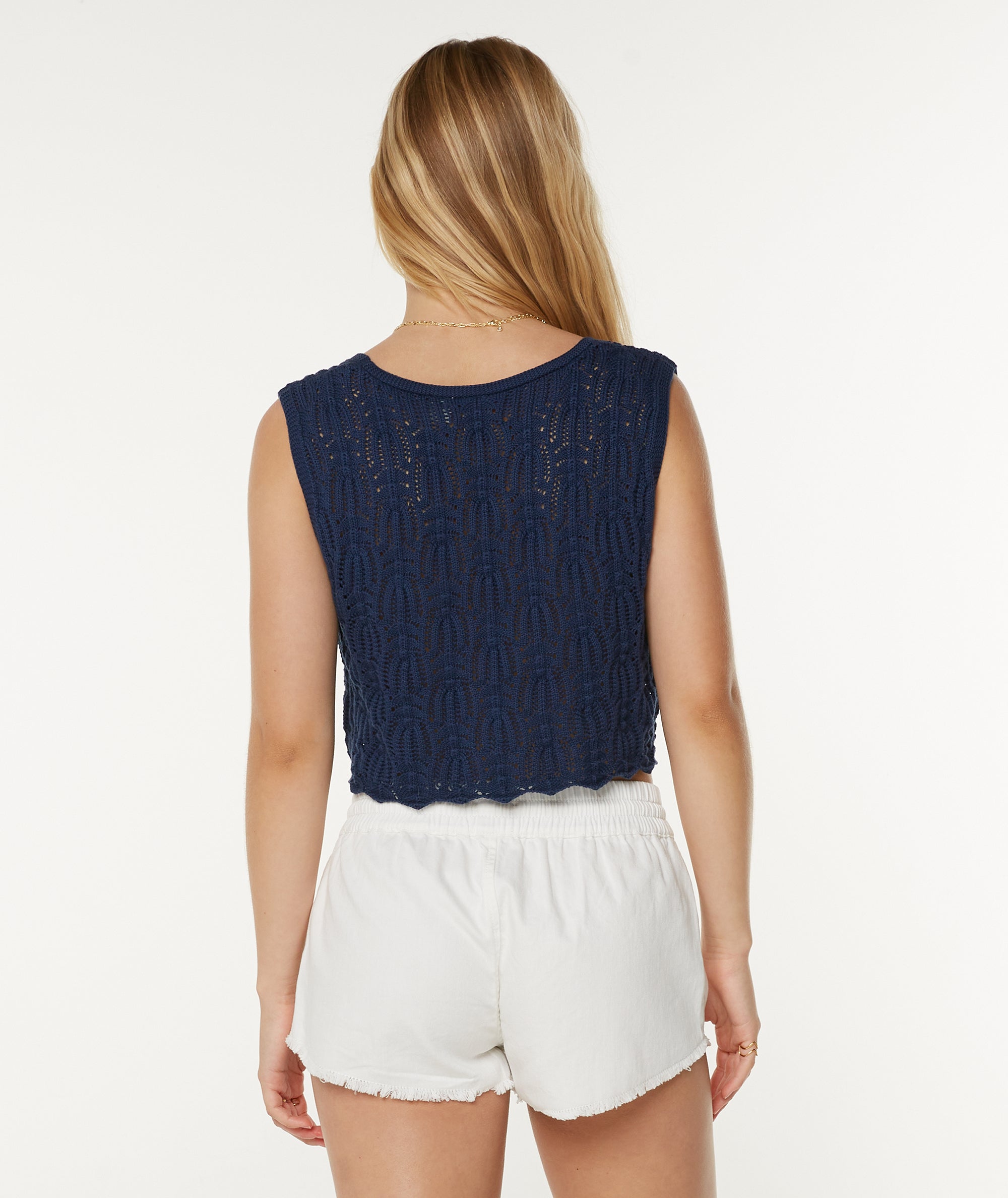 Roxy Beach Bound Crochet Vest BSR M