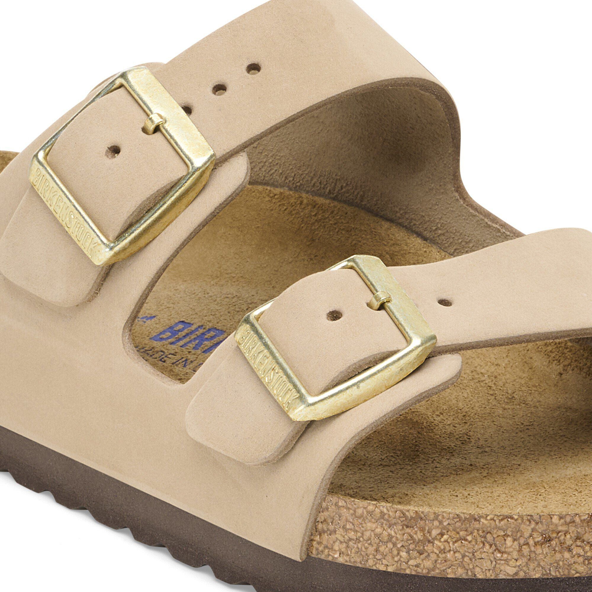 Birkenstock Arizona Soft Footbed Womens Sandal Nubuck-Sandcastle 10