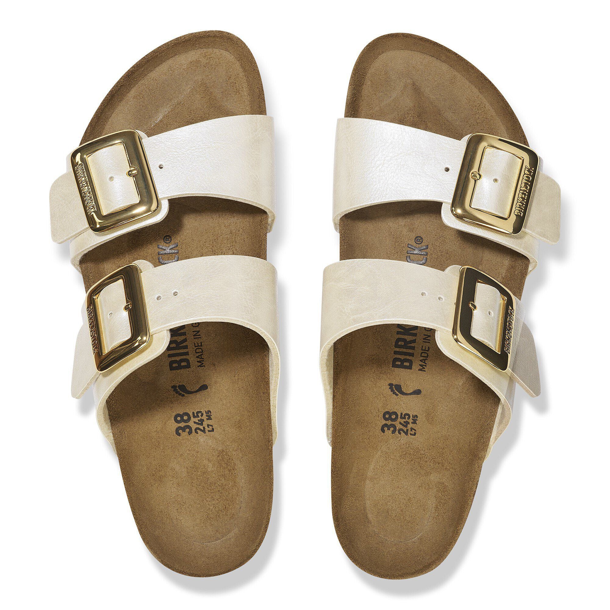 Birkenstock Sydney Luxe Buckle Womens Sandal Birko-Flor-Graceful Pearl White 9