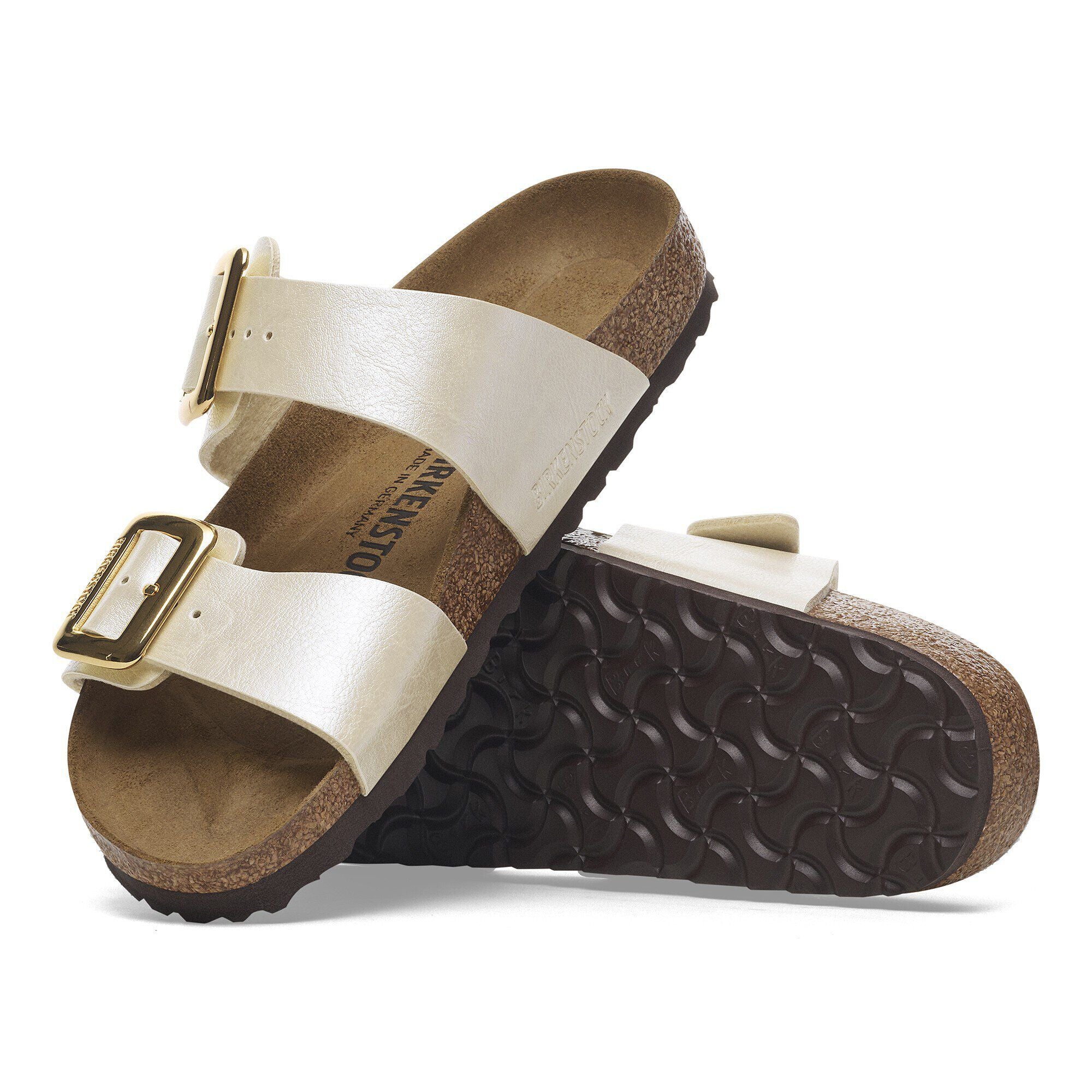 Birkenstock Sydney Luxe Buckle Womens Sandal Birko-Flor-Graceful Pearl White 8