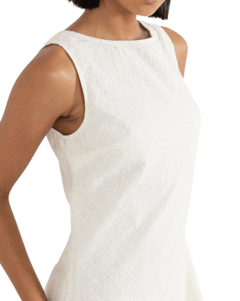 RHYTHM PORTO EYELET MINI DRESS NATURAL 4L