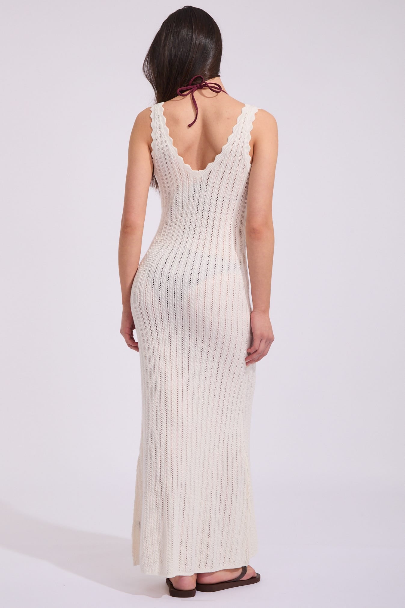 RHYTHM SCALLOP KNIT MAXI DRESS CREAM 1XS
