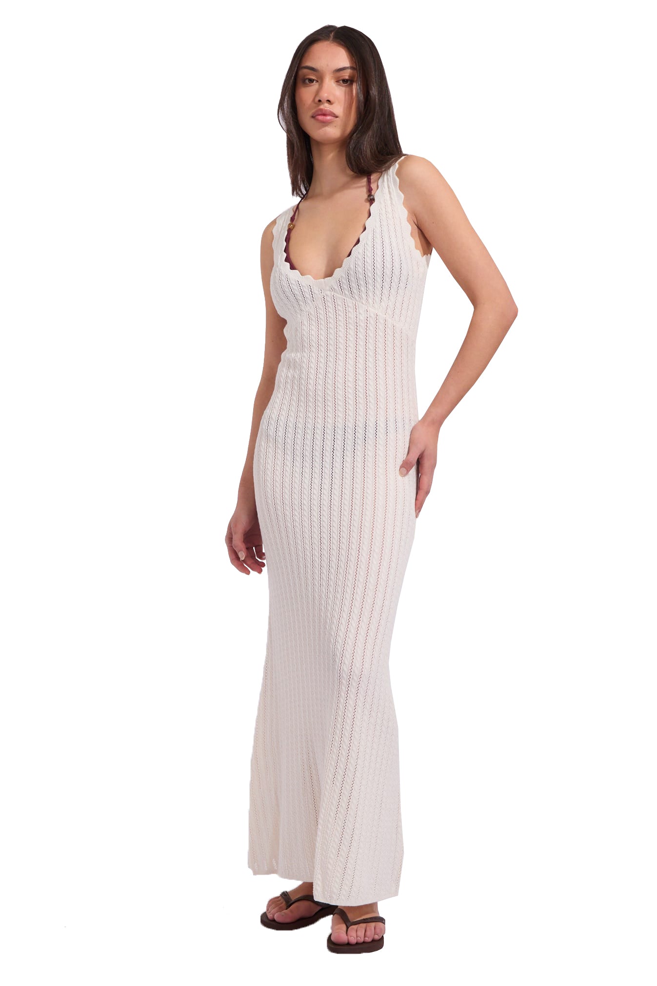 RHYTHM SCALLOP KNIT MAXI DRESS CREAM 3M