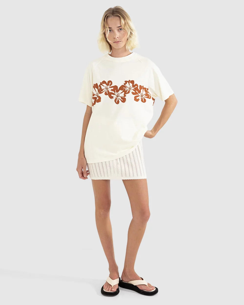 RHYTHM SCALLOP KNIT MINI SKIRT CREAM 1XS