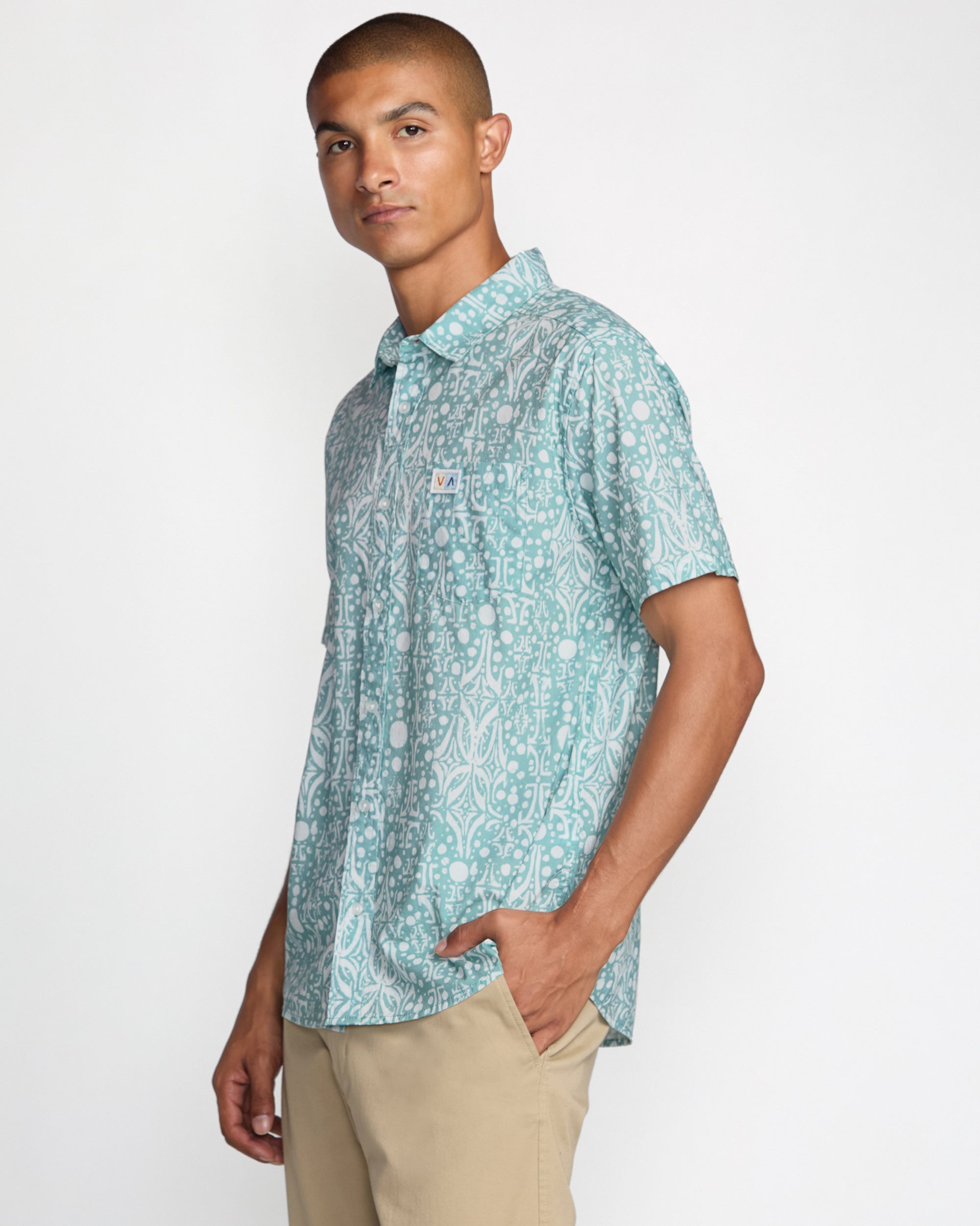 RVCA JACOBS ARCHIVE PRINT SS BN4-BLUE HAZE M