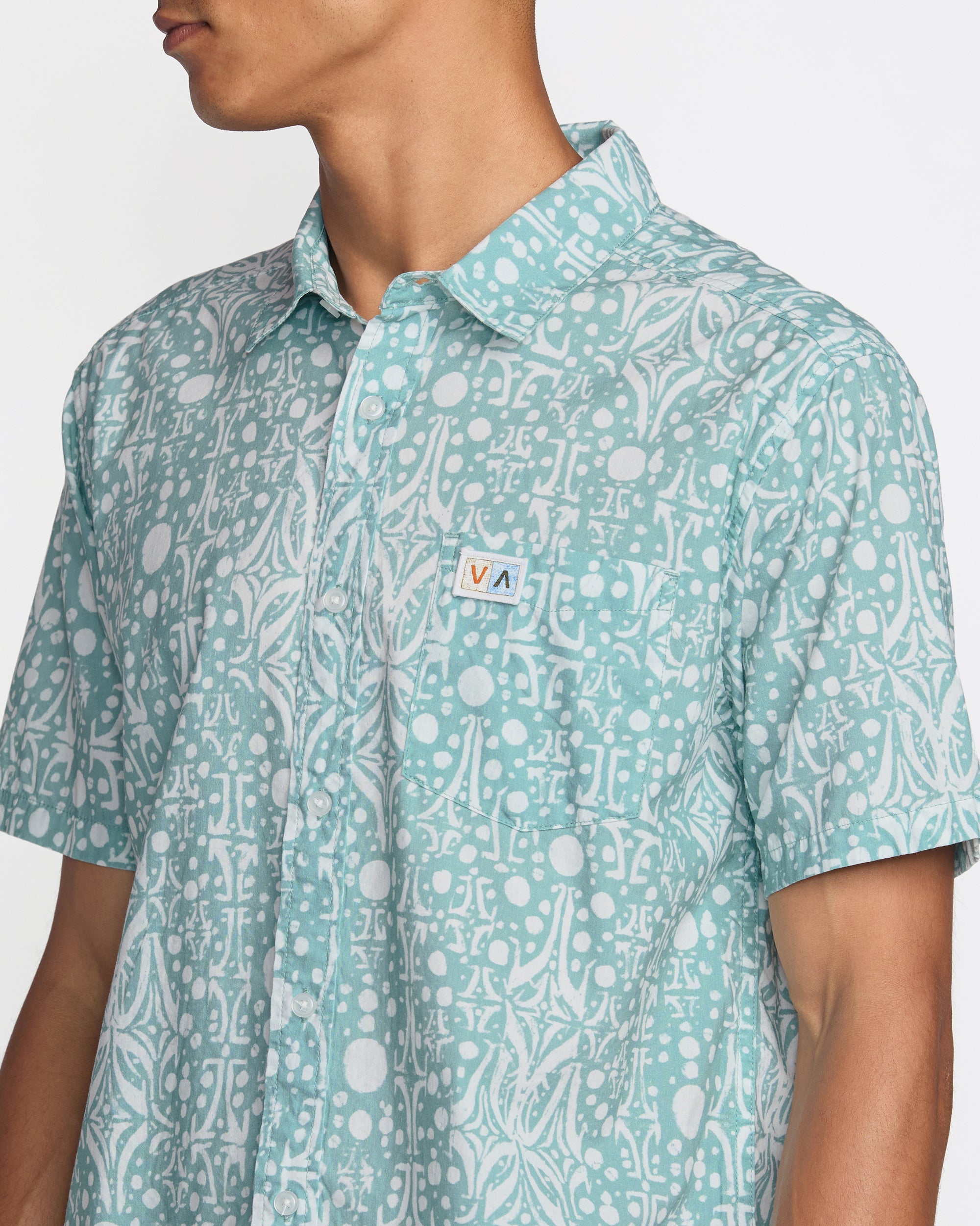 RVCA JACOBS ARCHIVE PRINT SS BN4-BLUE HAZE XL