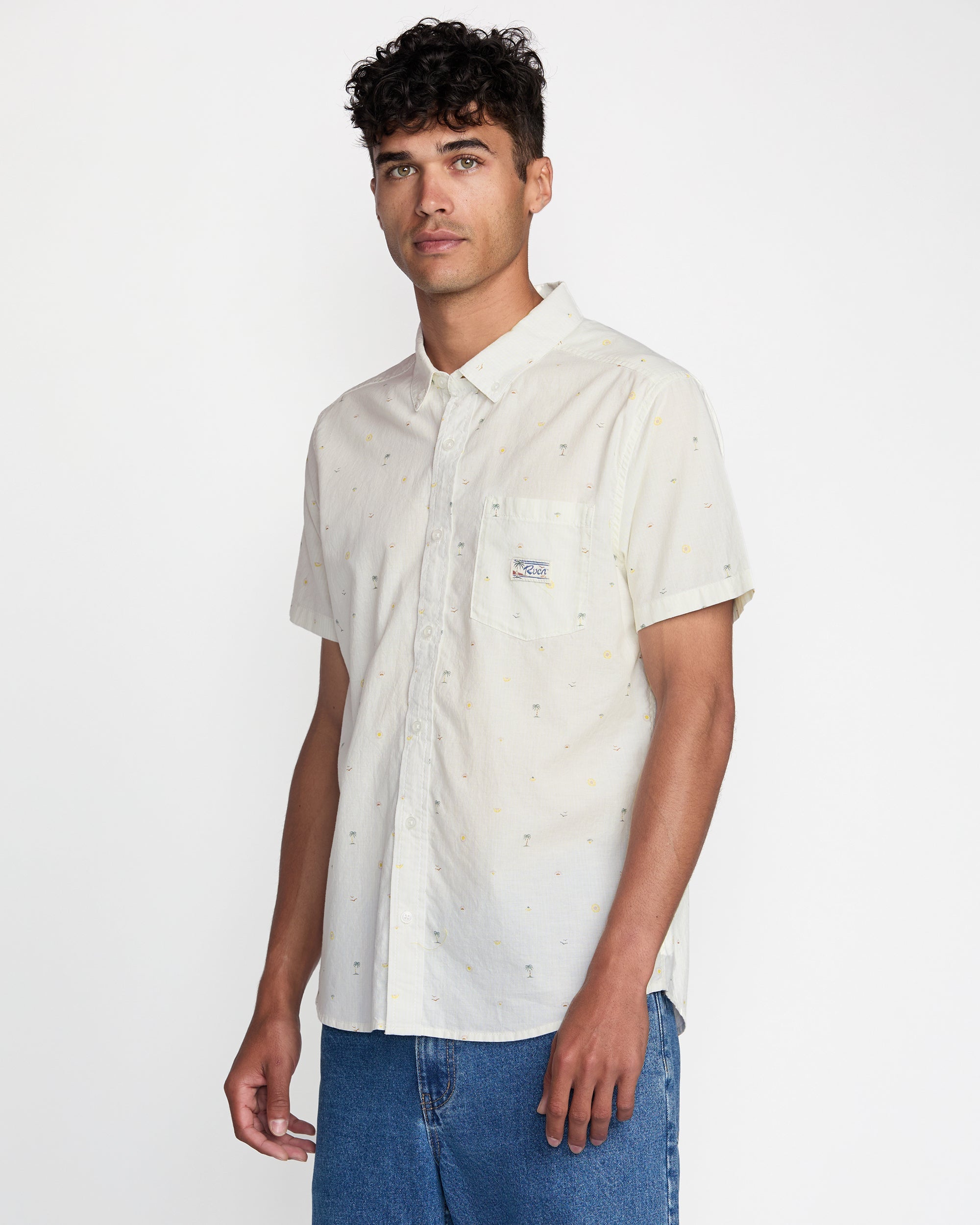 RVCA EXOTICA SEERSUCKER SS WHT-WHITE M