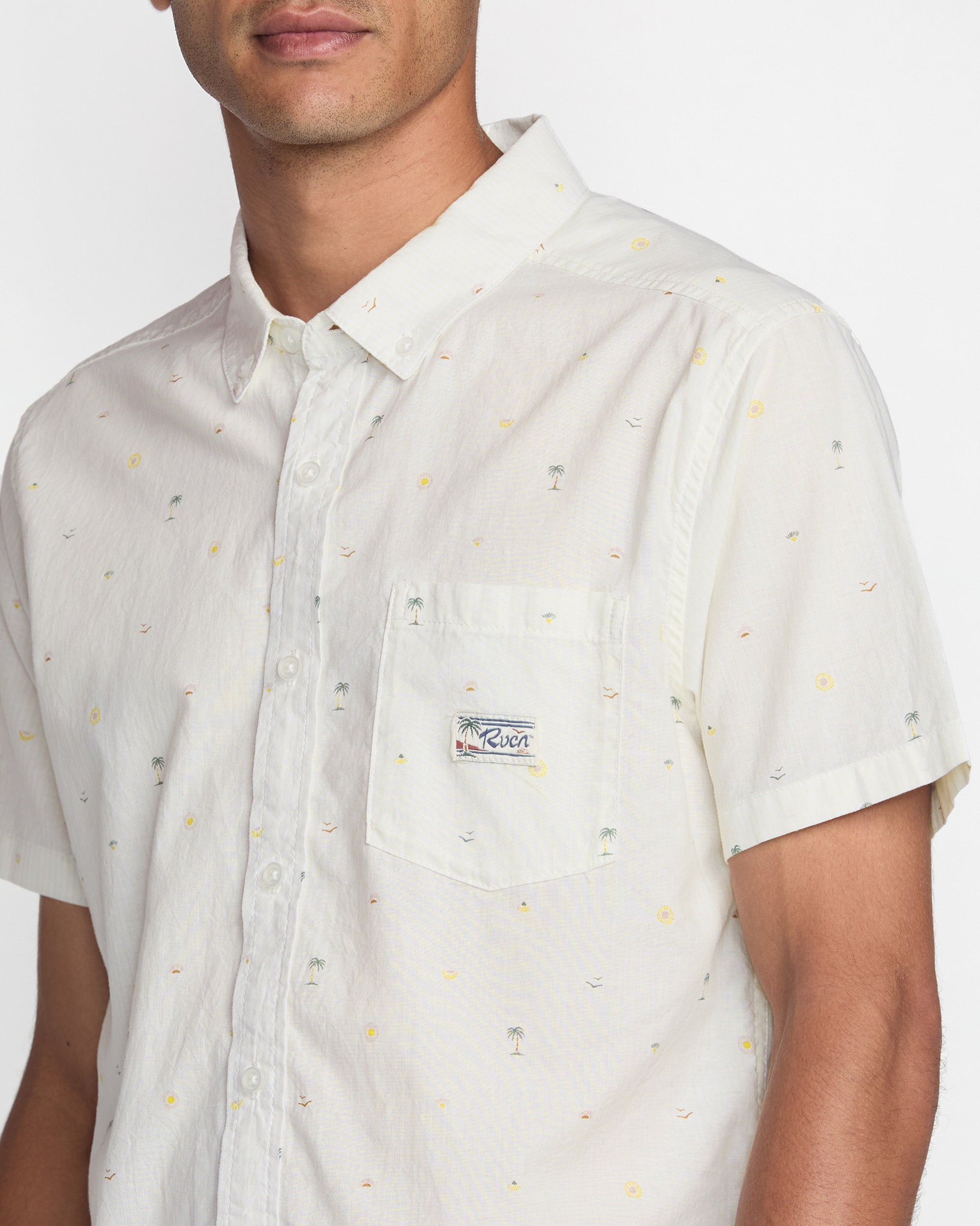 RVCA EXOTICA SEERSUCKER SS WHT-WHITE L
