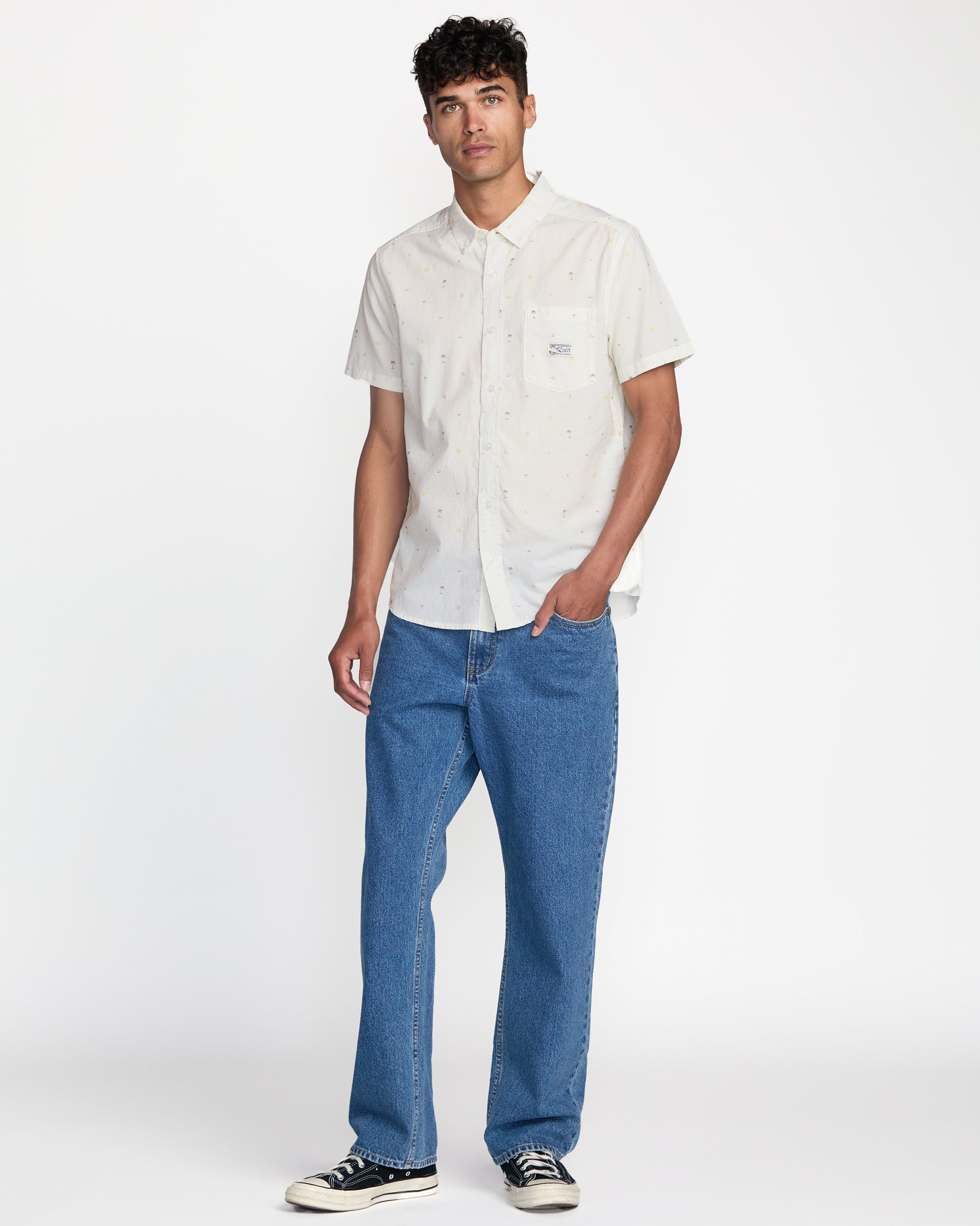 RVCA EXOTICA SEERSUCKER SS WHT-WHITE L