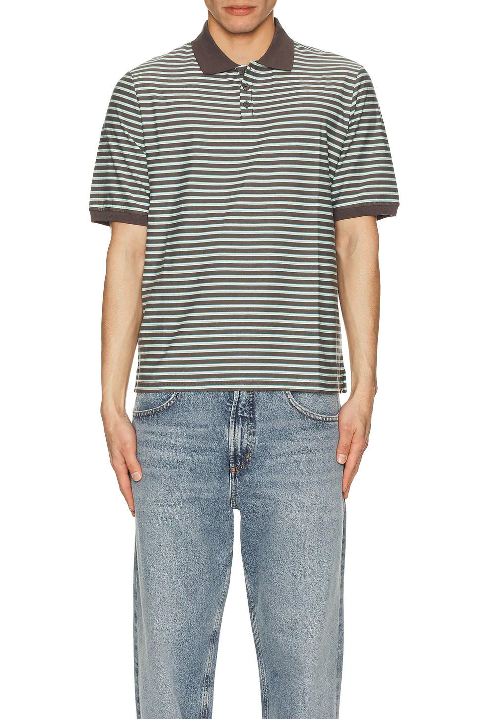 RHYTHM STRIPE SS POLO CHA-CHARCOAL 3L