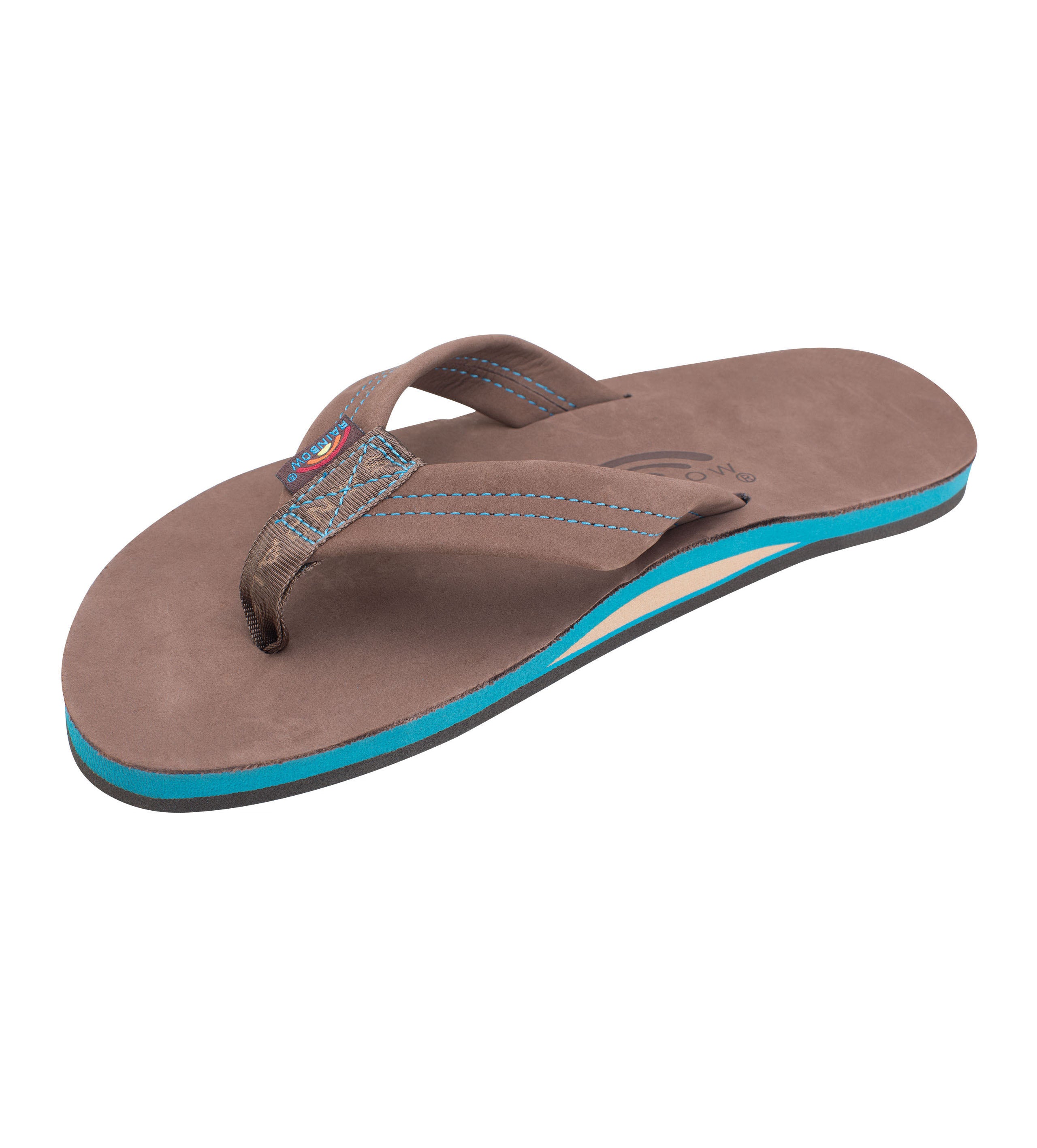 Rainbow Single Layer Leather Mens Sandal Expresso-Blue S