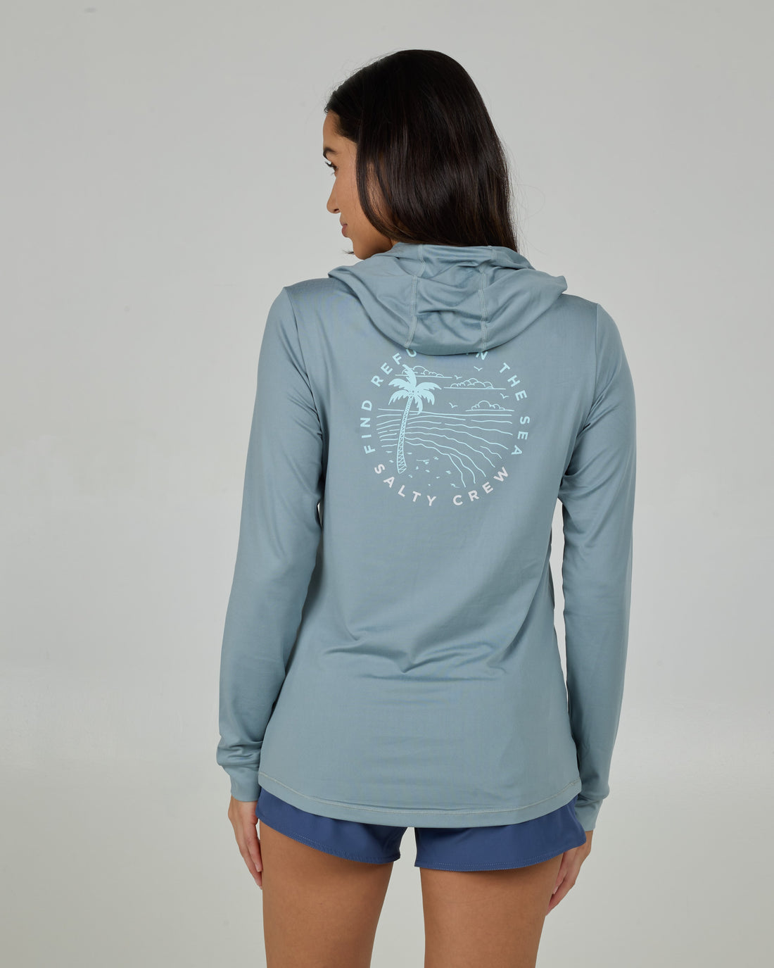 SALTY CREW FIREWORKS HOOD SUNSHIRT Stormy Grey M