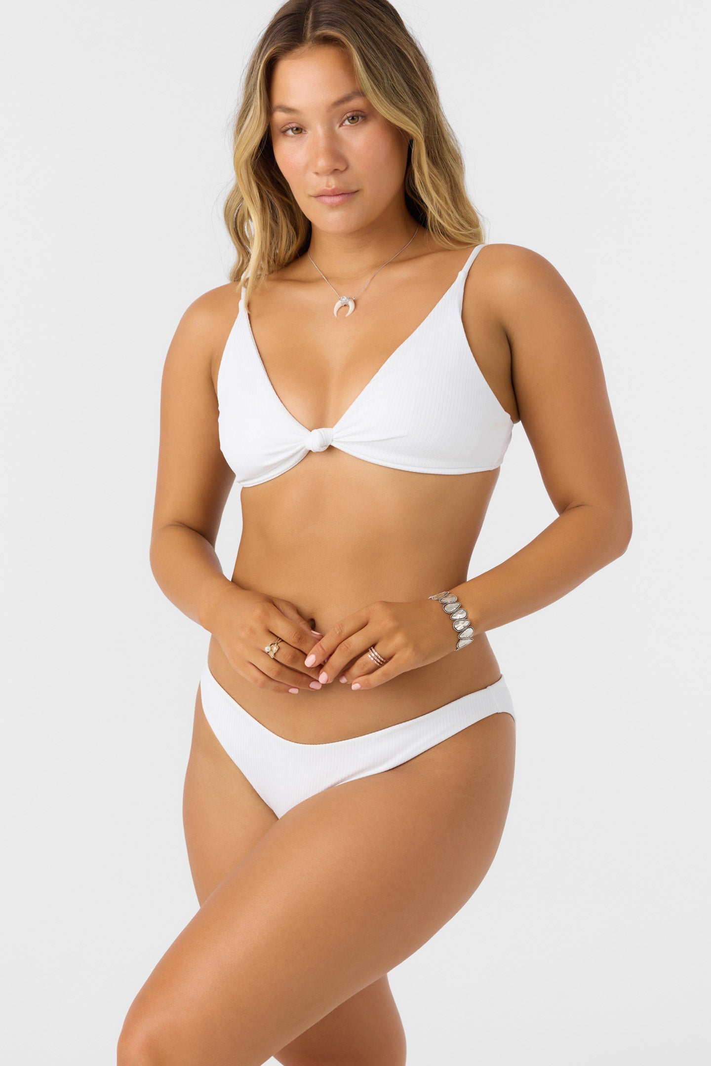 O'NEILL SALTWATER SOLIDS RIB PISMO TOP WHT L
