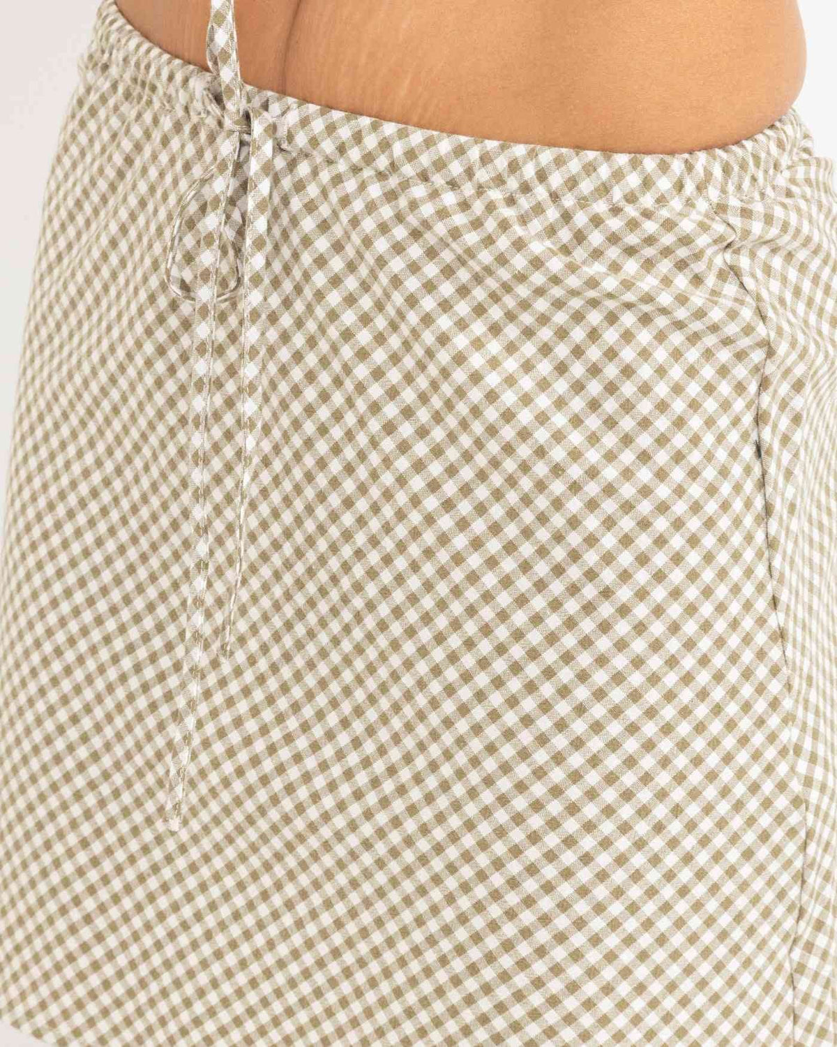 RHYTHM LOLA CHECK BIAS CUT MINI SKIRT OLIVE 3M