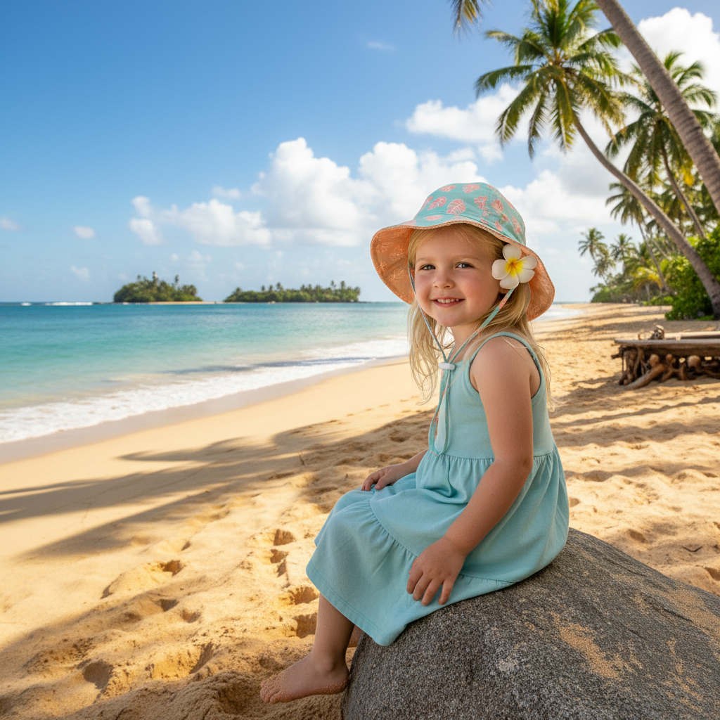 Sun N Sand Infant Bucket Hat Blue Brim 1.25"