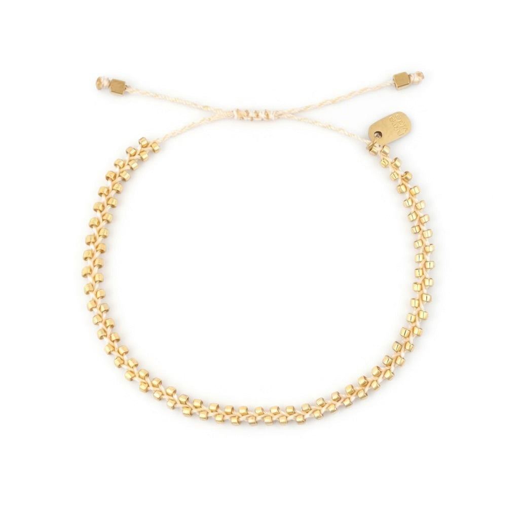 Pura Vida Goldie Woven Seed Bead White Bracelet