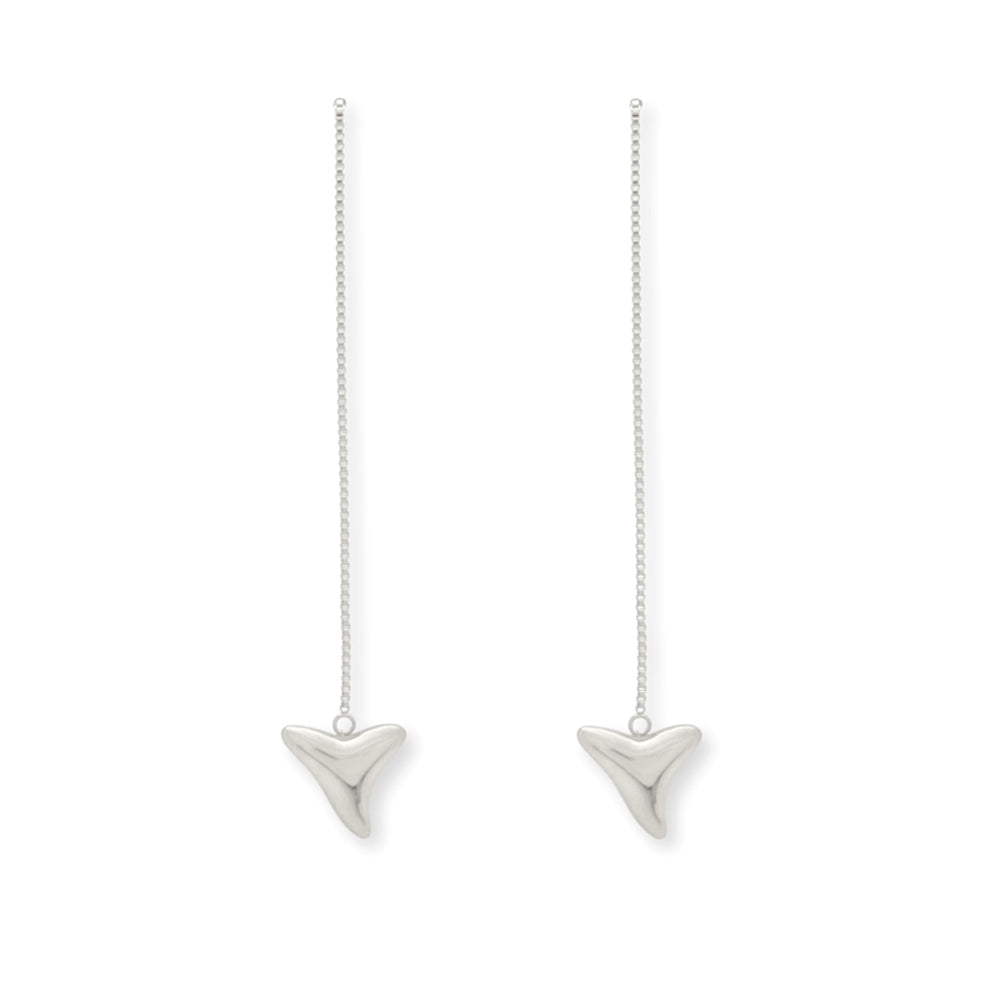 Salty Cali Shark tooth Threaded Earrings Silver