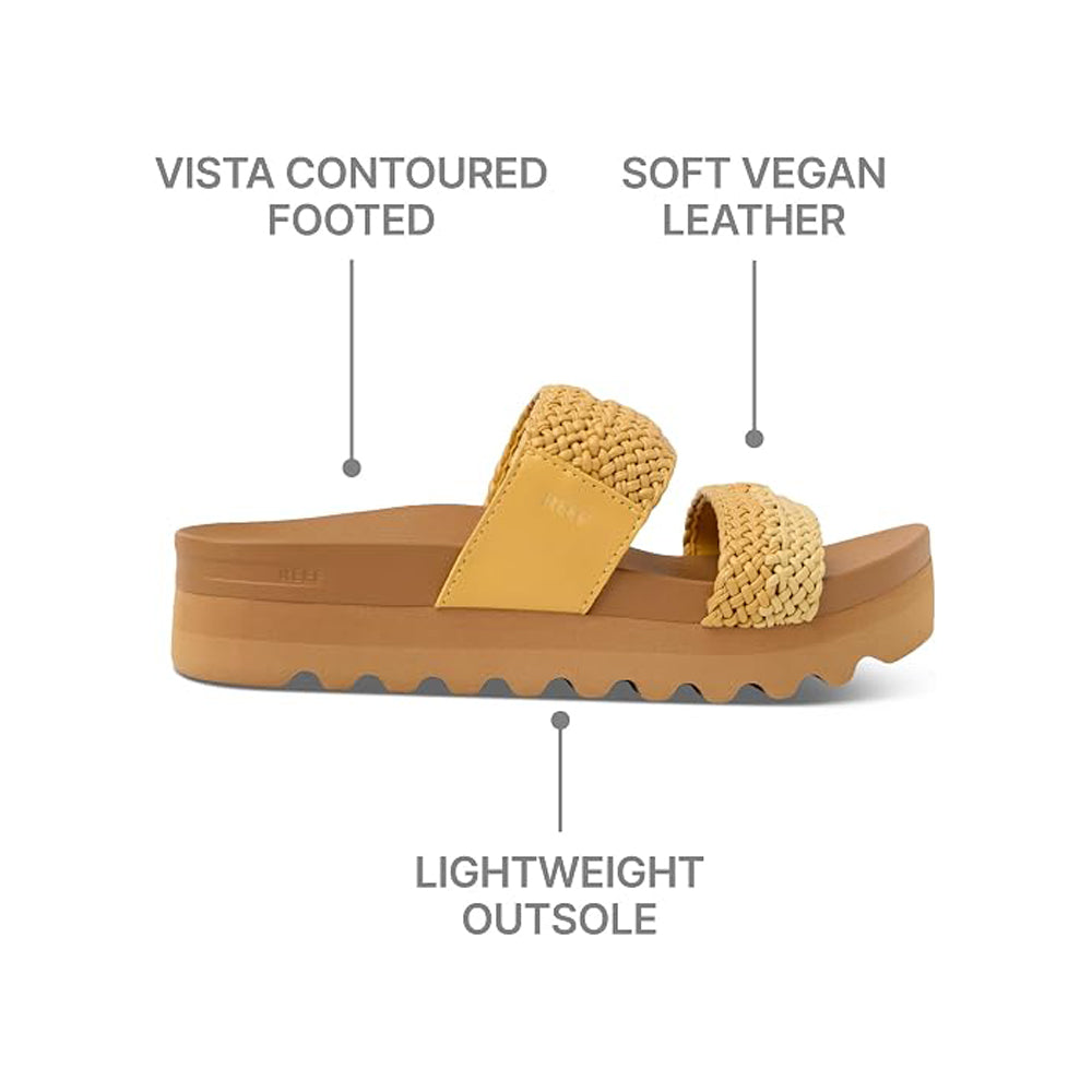 Reef Cushion Vista Hi Womens Sandal Yellow Duo Braid 9