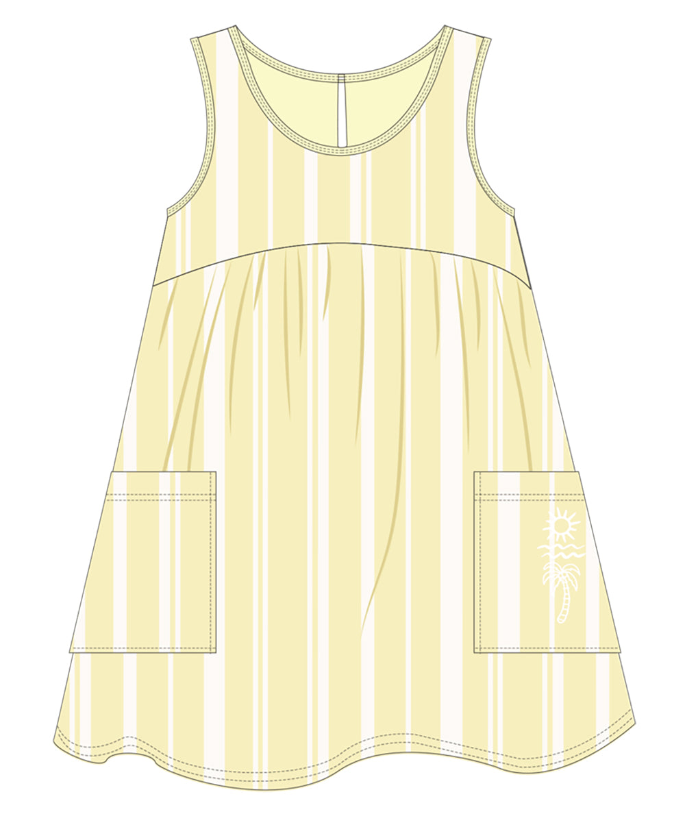 TANK STREAM GIRLS DRESS - OCEAN SHORES LEMON/WHITE STRIPE 6