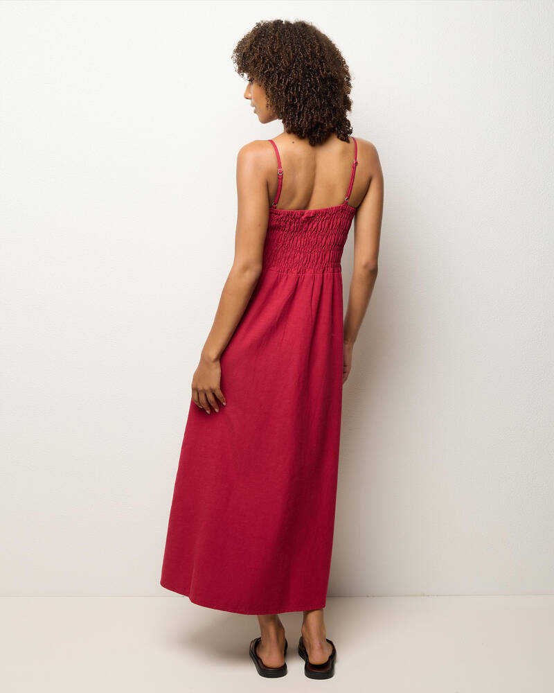 RHYTHM CLASSIC SHIRRED MIDI DRESS SAN-SANGRIA 4L