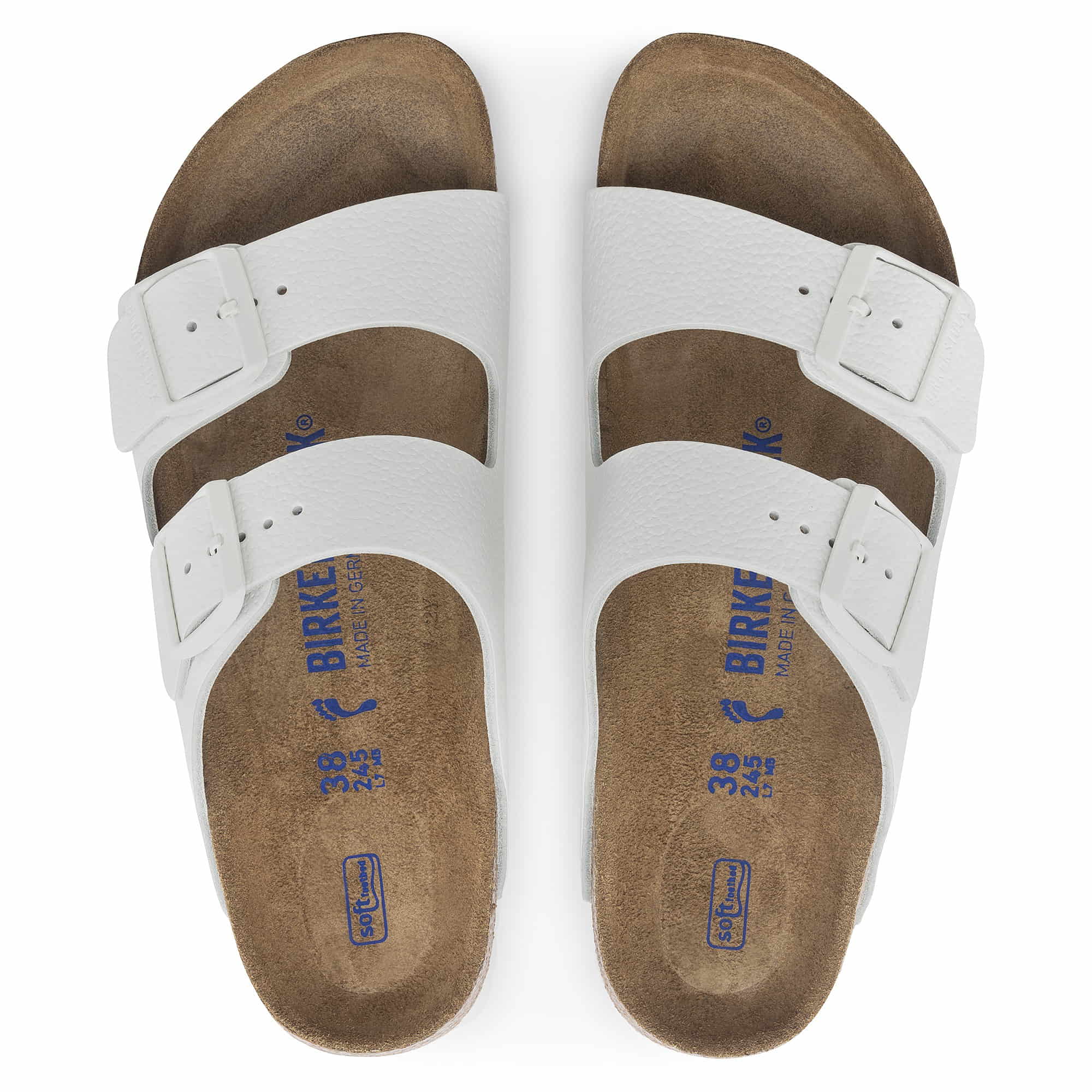 Birkenstock Arizona Soft Footbed Womens Sandal Leather-White 8