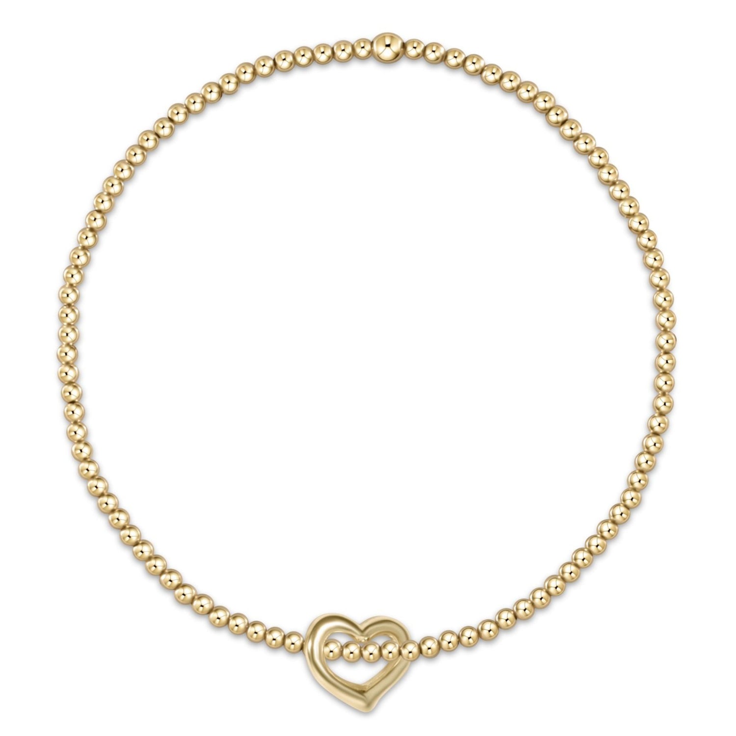 Enewton Beaded Bracelet ClassicGold LoveSmallGoldCharm 2mm