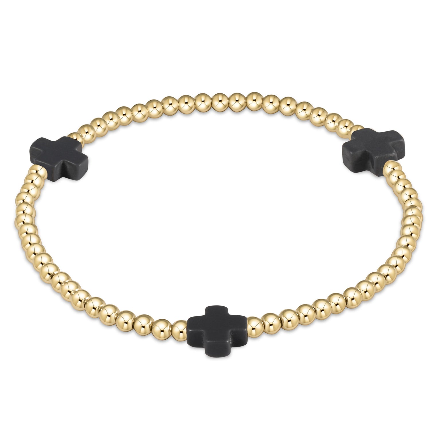 Enewton Beaded Bracelet SignatureCrossGold Onyx 3mm