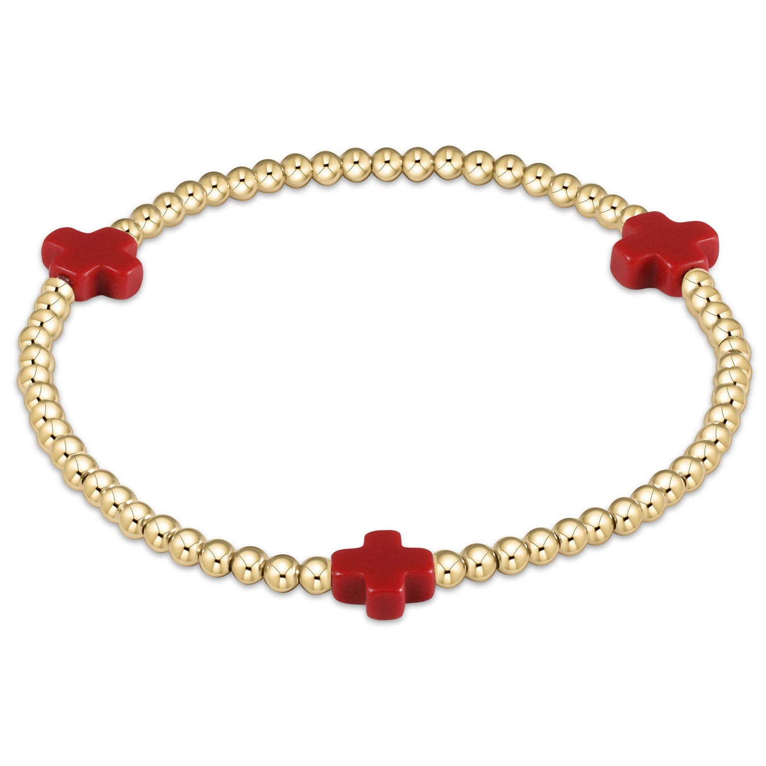 Enewton Beaded Bracelet SignatureCrossGold Red 3mm