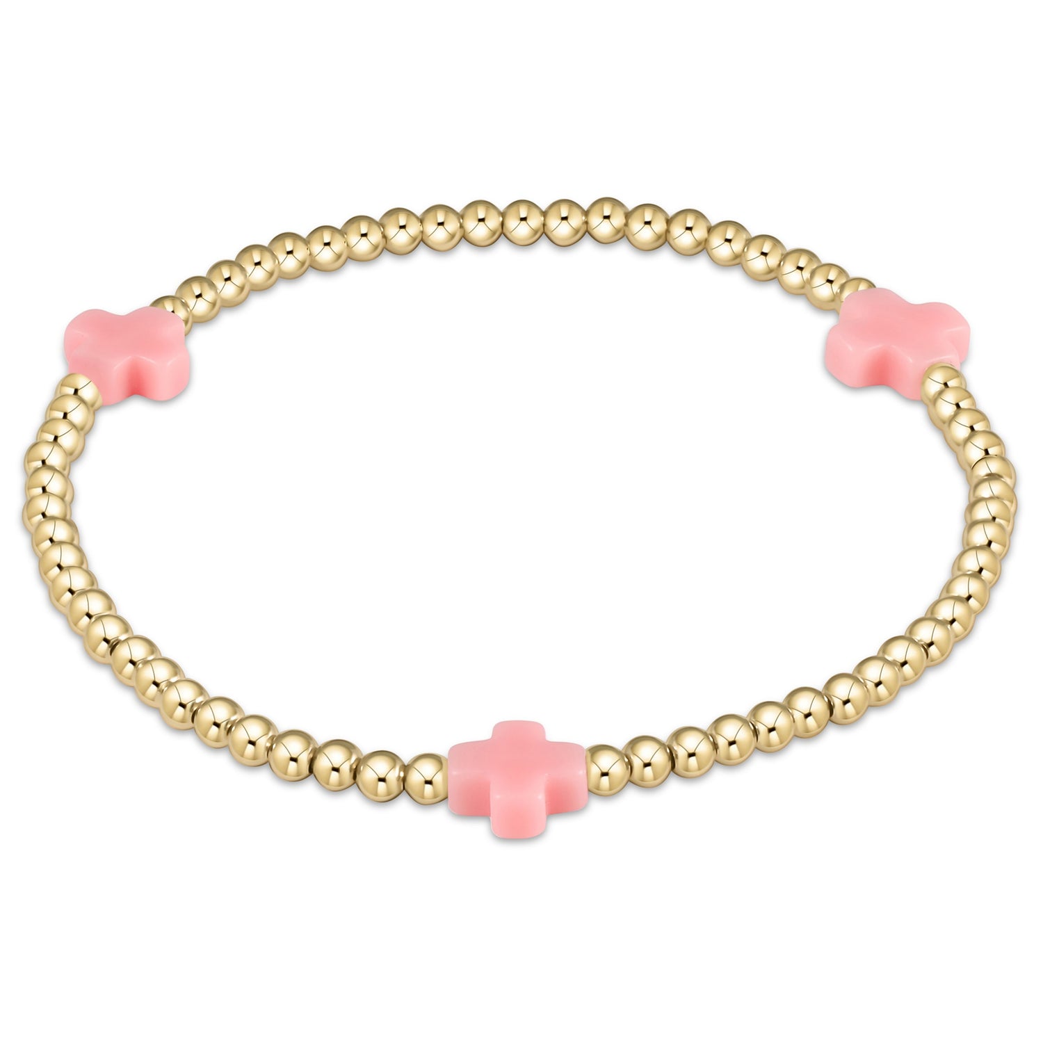 Enewton Beaded Bracelet SignatureCrossGold Pink 3mm