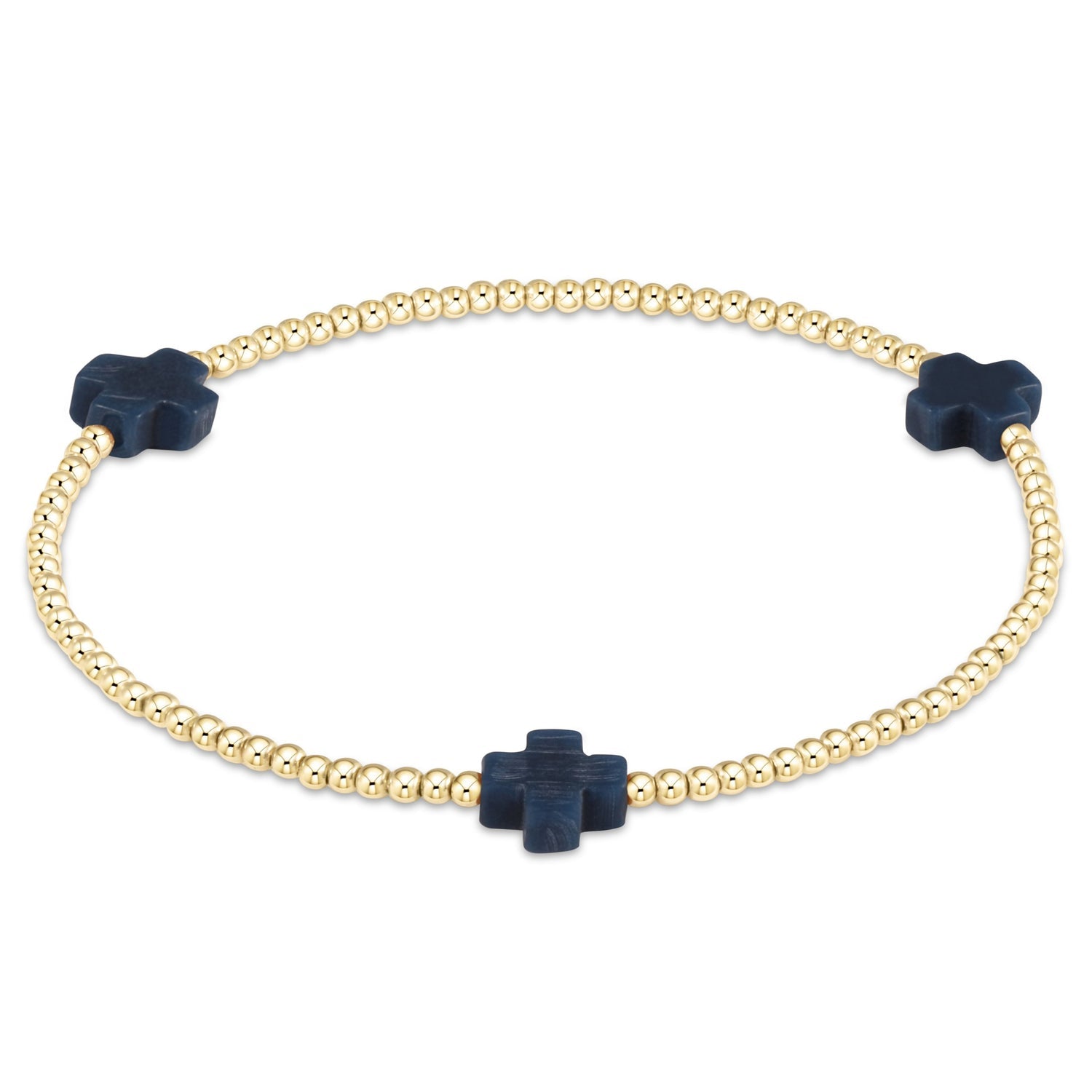 Enewton Beaded Bracelet SignatureCrossGold Navy 2mm