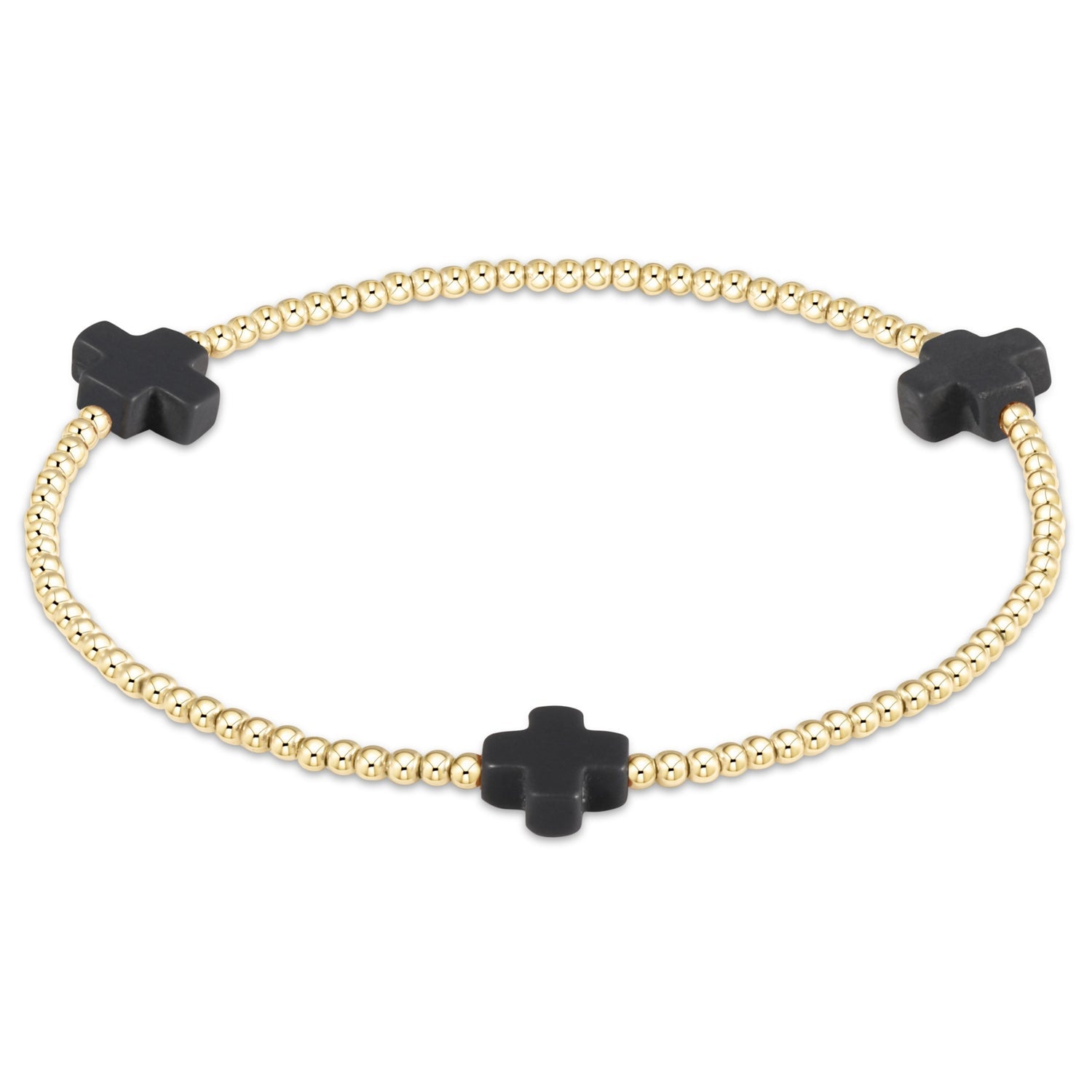 Enewton Beaded Bracelet SignatureCrossGold Onyx 2mm
