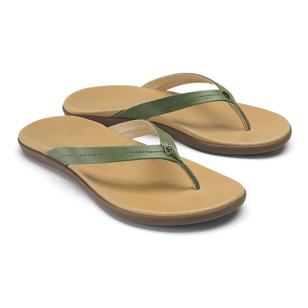 Olukai Honu Womens Sandal KGGS-Green Olive-Golden Sand 11