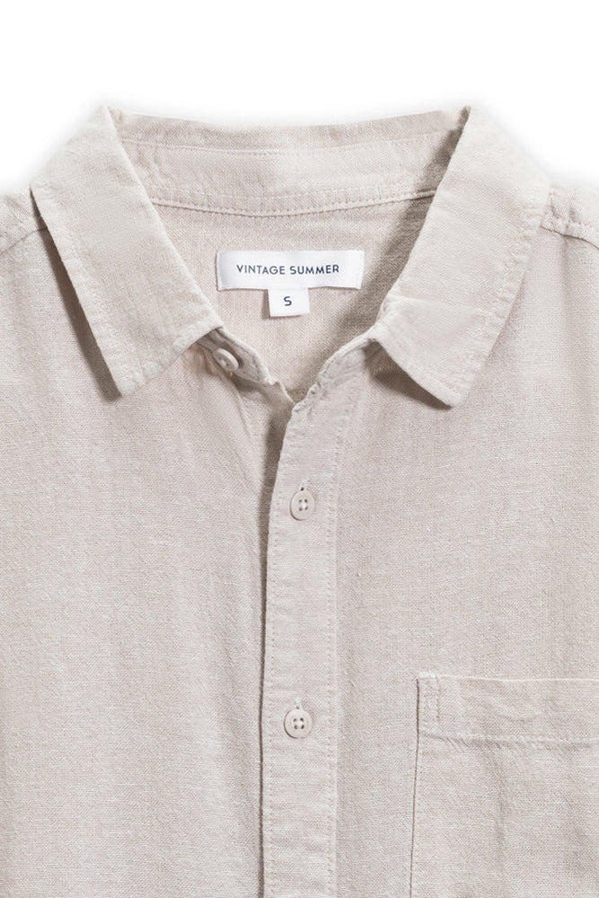 Vintage Summer LInen SS Botton Down Shirt Sand L
