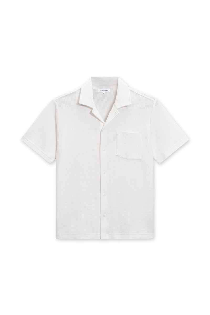 VINTAGE SUMMER MENS BEACH PIQUE CAMP SHIRT WHITE XXL