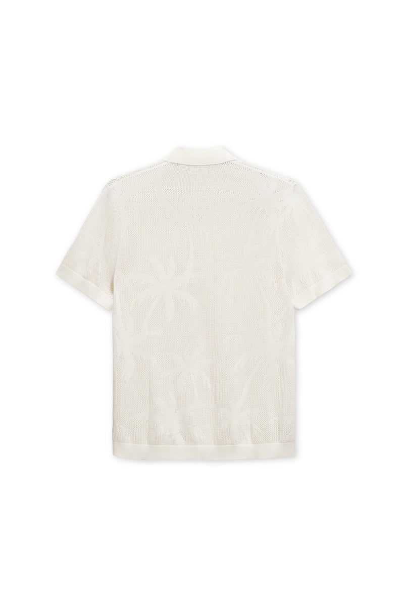 VINTAGE SUMMER STRIPED SWEATER KNIT POLO WHITE S