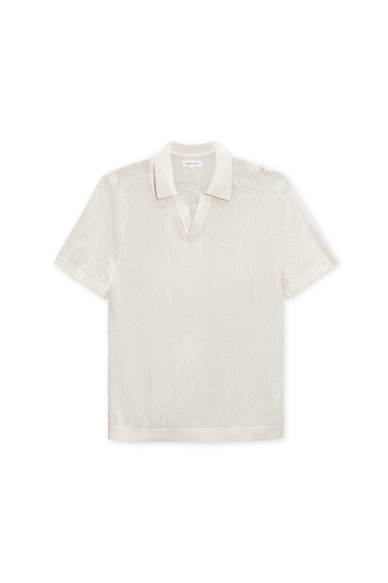 VINTAGE SUMMER STRIPED SWEATER KNIT POLO WHITE S