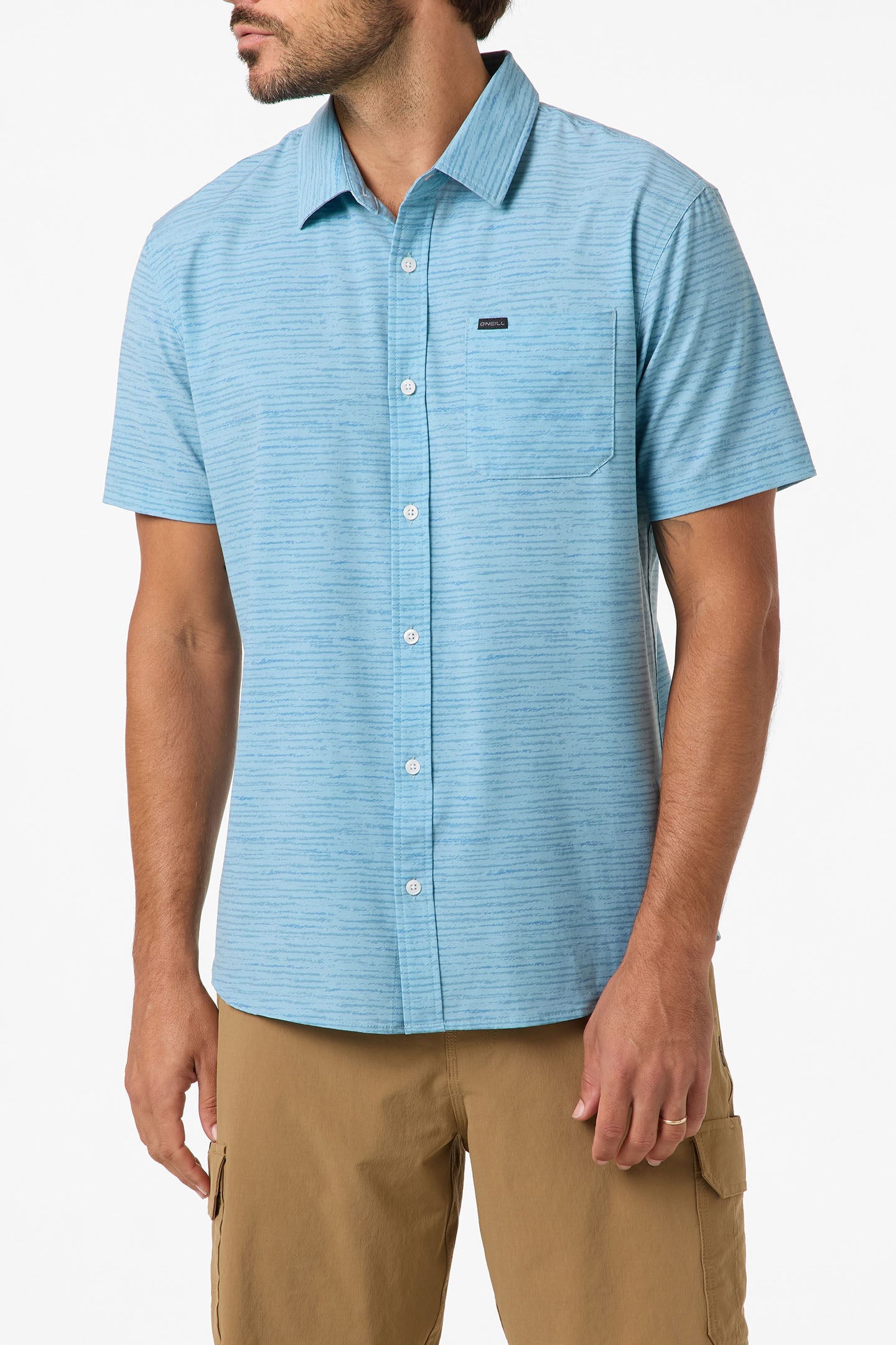 O'NEILL TRVLR UPF TRAVERSE STRIPE STANDARD SS WOVEN SHIRT SBL S