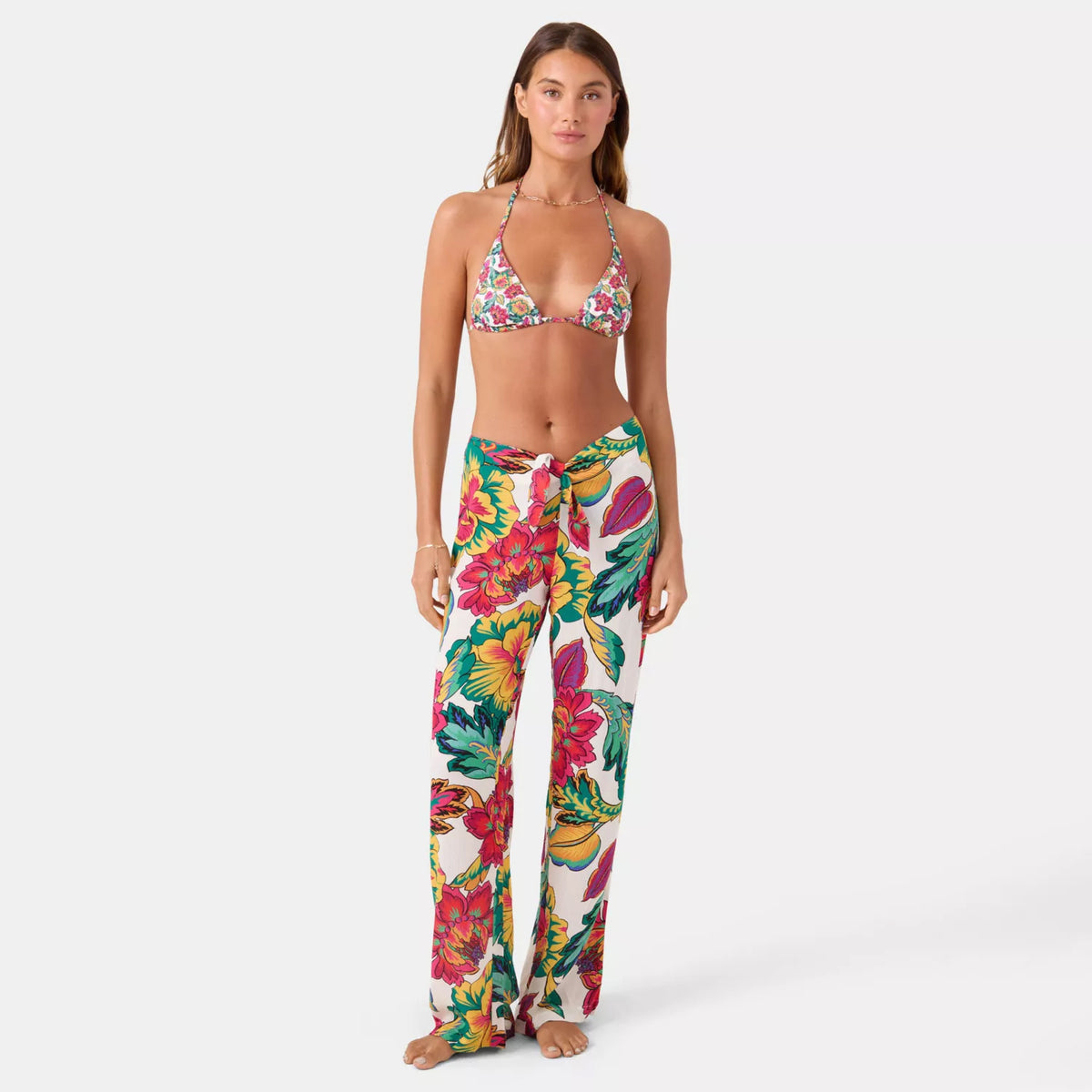 ROXY BEACH BLOSSOM TIE FRONT FOM-FLORAL MULTI L