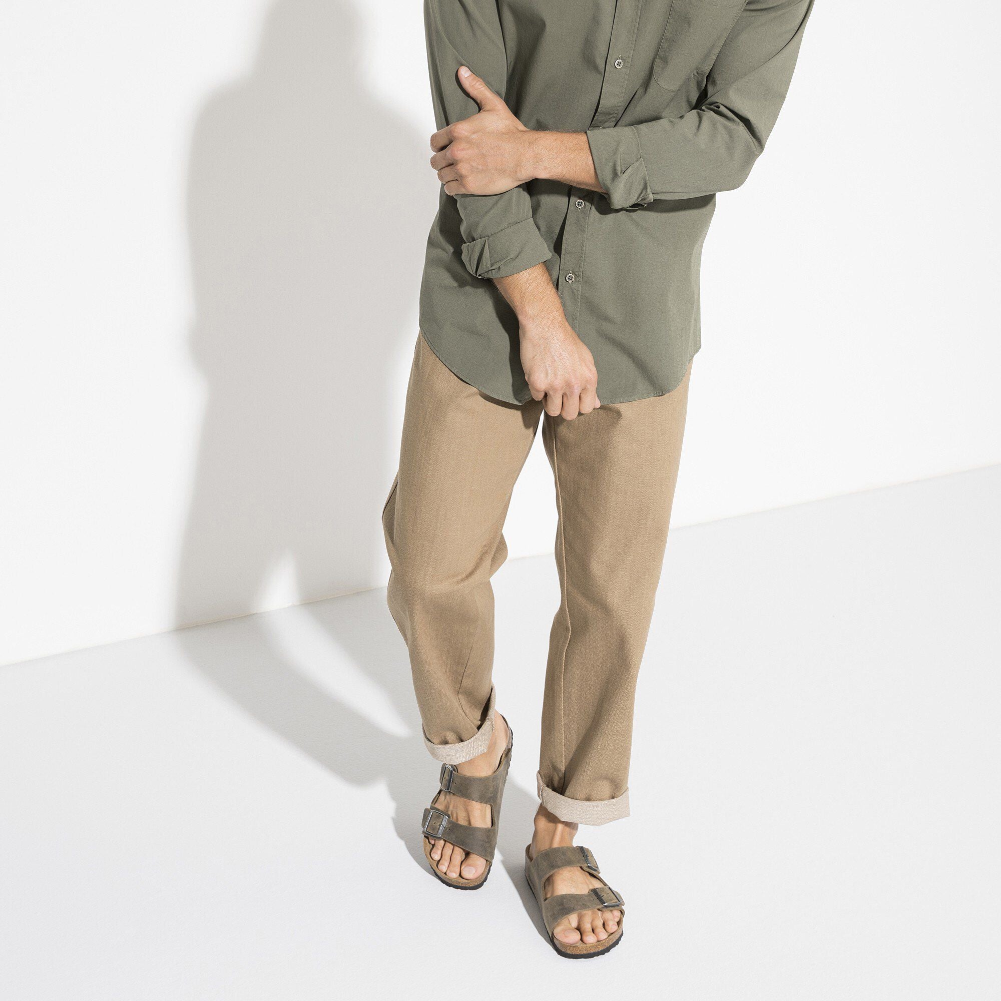 Birkenstock Arizona Mens Sandal Suede-Faded Khaki 9