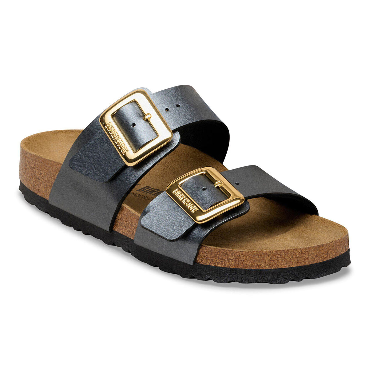 Birkenstock Sydney Luxe Buckle Womens Sandal Birko-Flor-Metallic Black 5