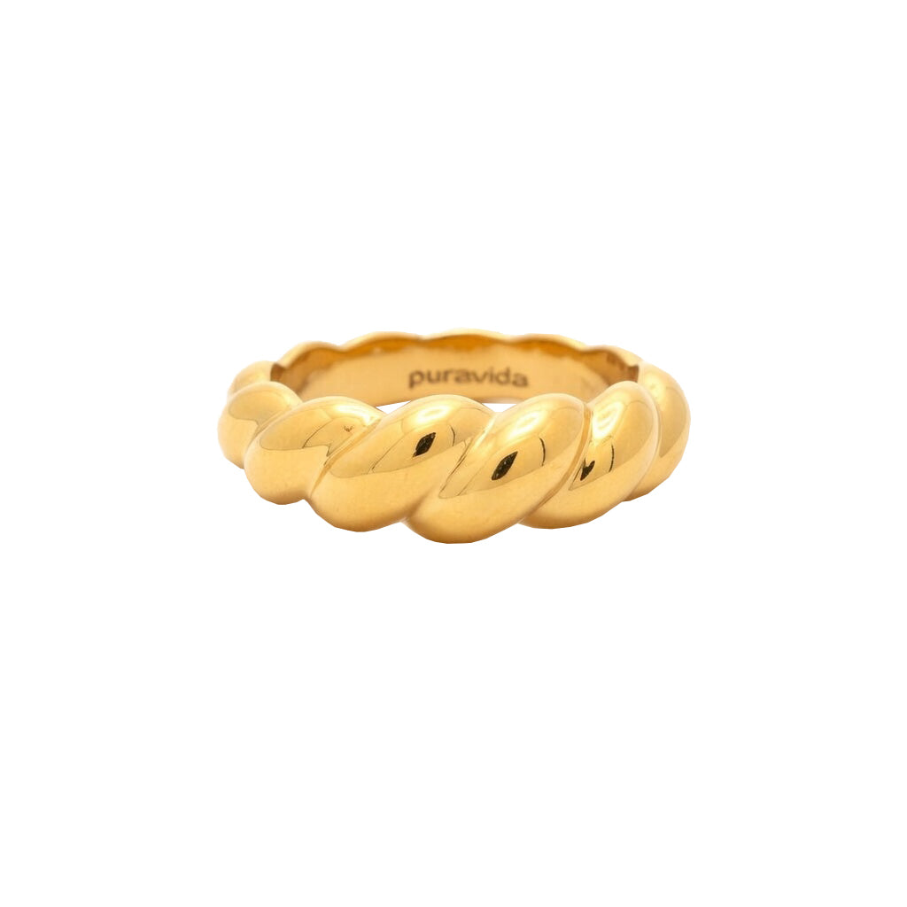 Pura Vida Twisted Dome Ring 5PK Gold 6