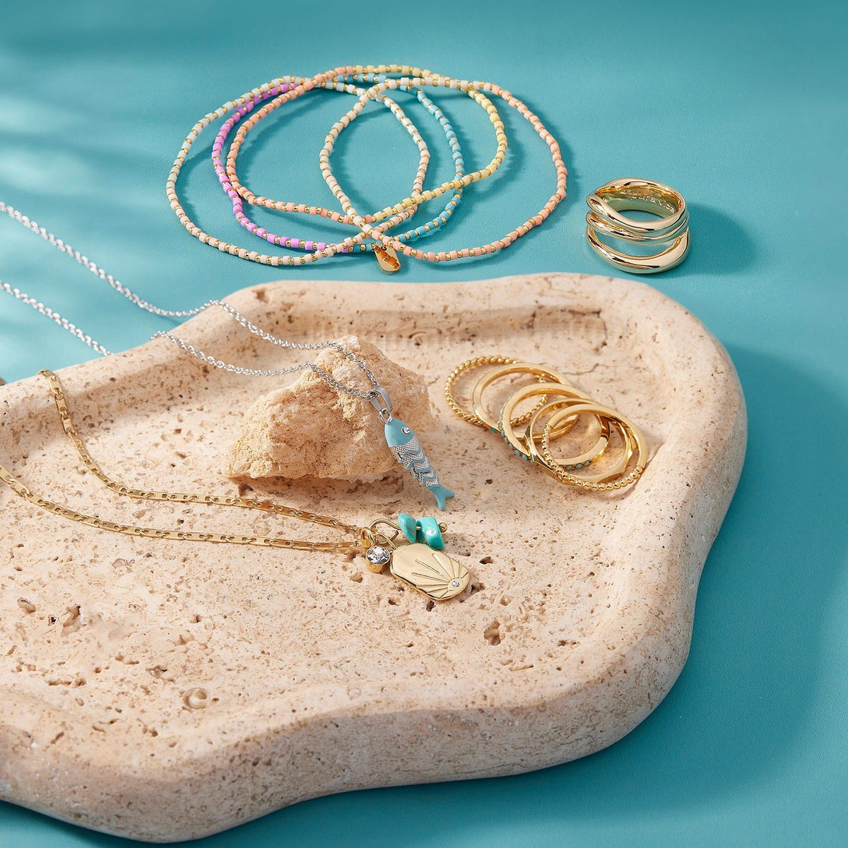 Pura Vida Allegra Charm Necklace 5PK Gold 0