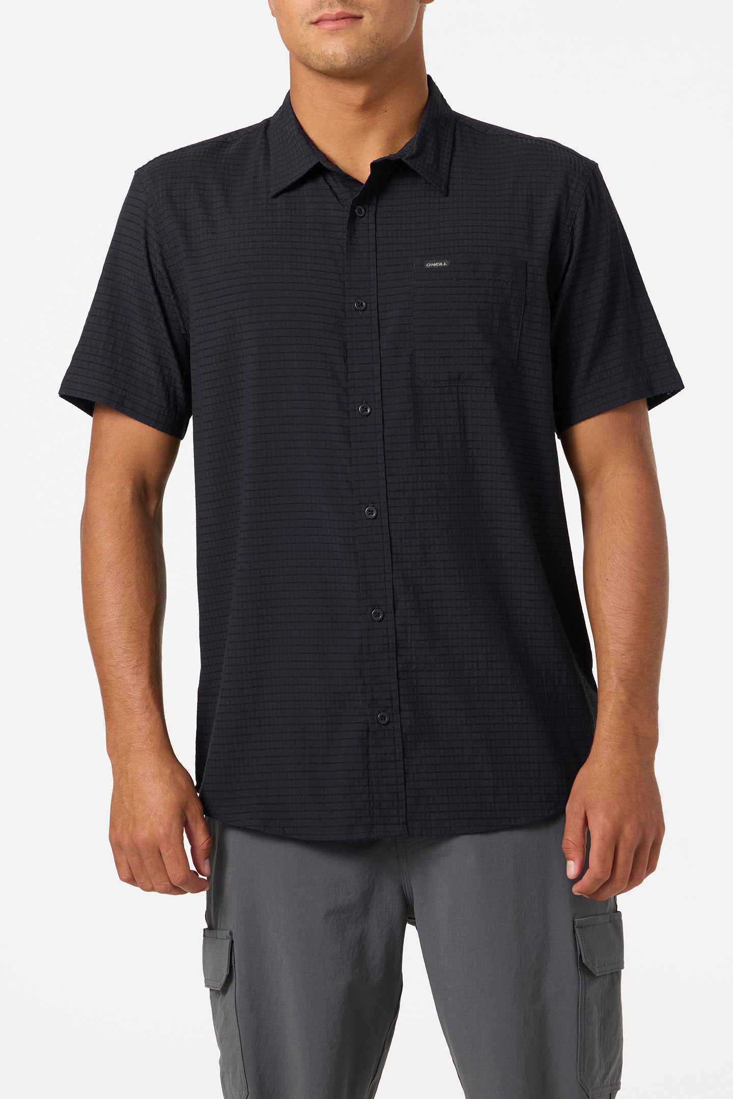O'NEILL TRVLR PERFORATED STANDARD SS WOVEN SHIRT BLK-BLACK L