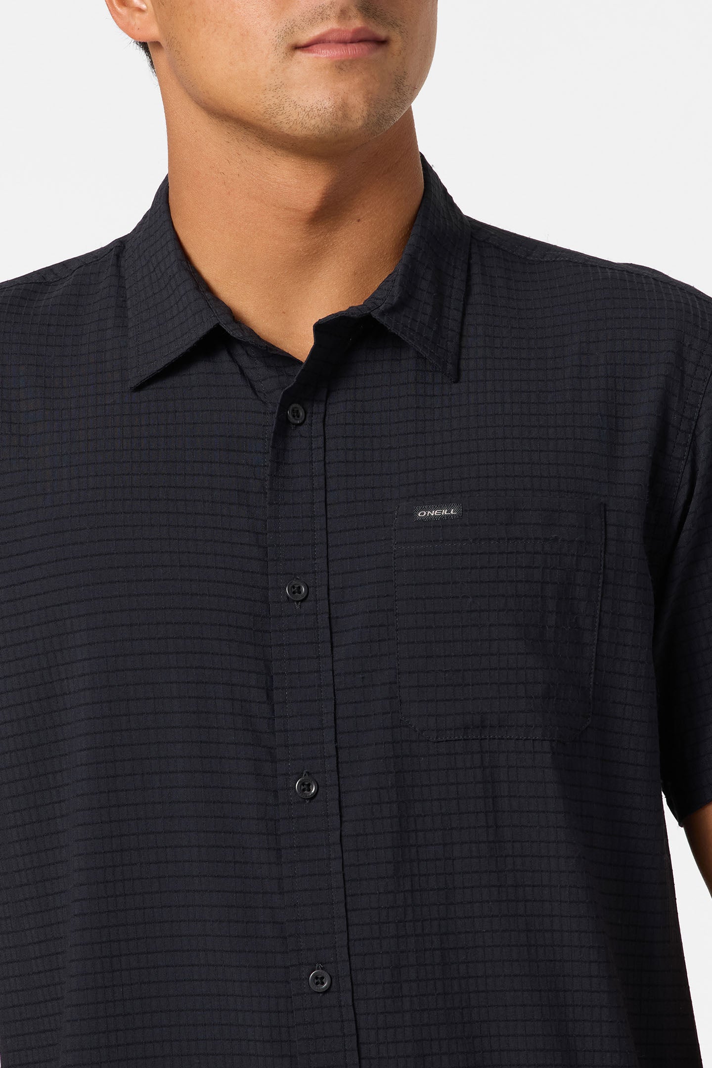 O'NEILL TRVLR PERFORATED STANDARD SS WOVEN SHIRT BLK-BLACK M