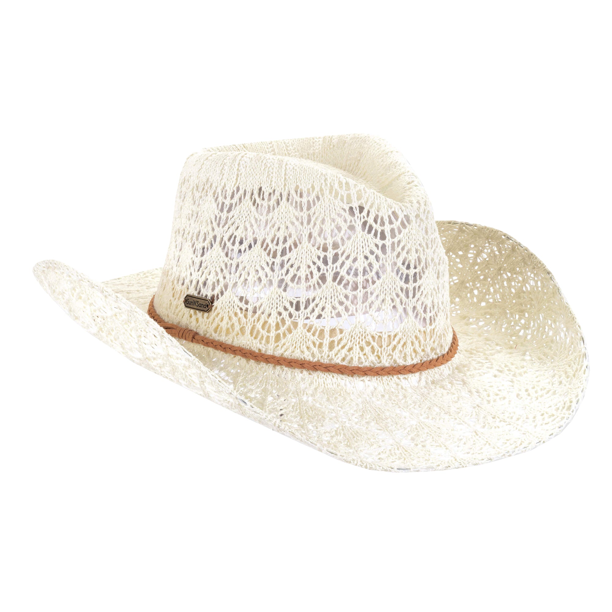 Sun N Sand Western Hat Mix IvoryPolyKnit 3.5